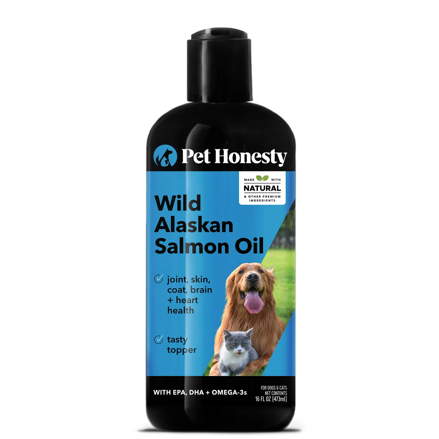 Wild Alaskan Salmon Oil 16 Ounces For Dogs and Cats Pet Honesty