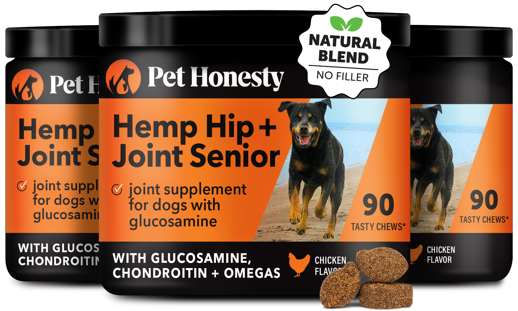 Chicken Flavor Hemp Hip Joint Health Chews for Senior Dogs (3
