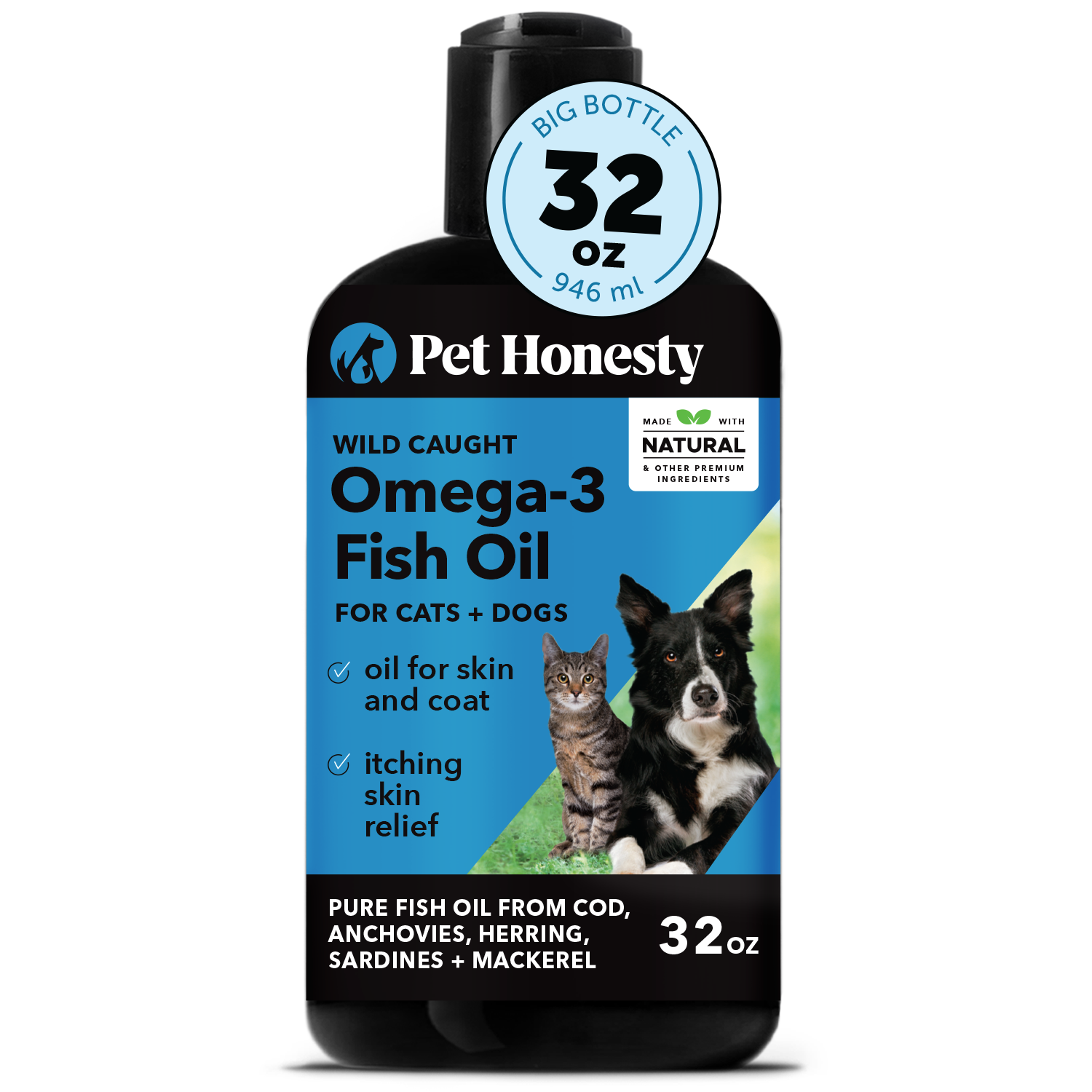 Omega 3 Fish Oil For Dogs and Cats 32 Ounce Pet Honesty