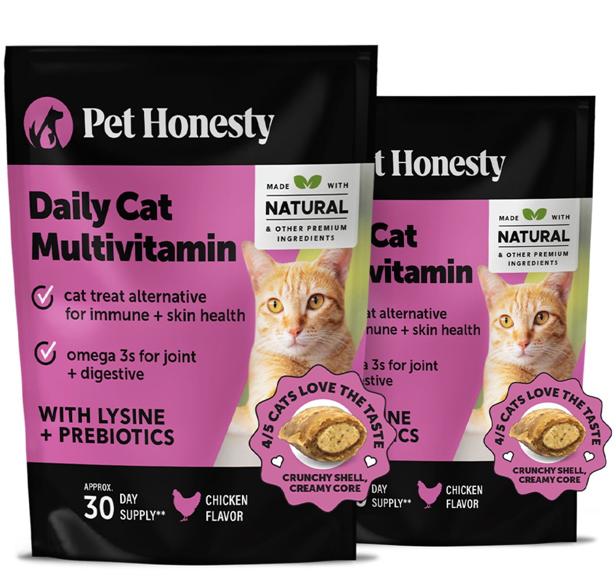 Chicken Flavor Multivitamin Chews for Cats (2 Pack) | Pet Honesty