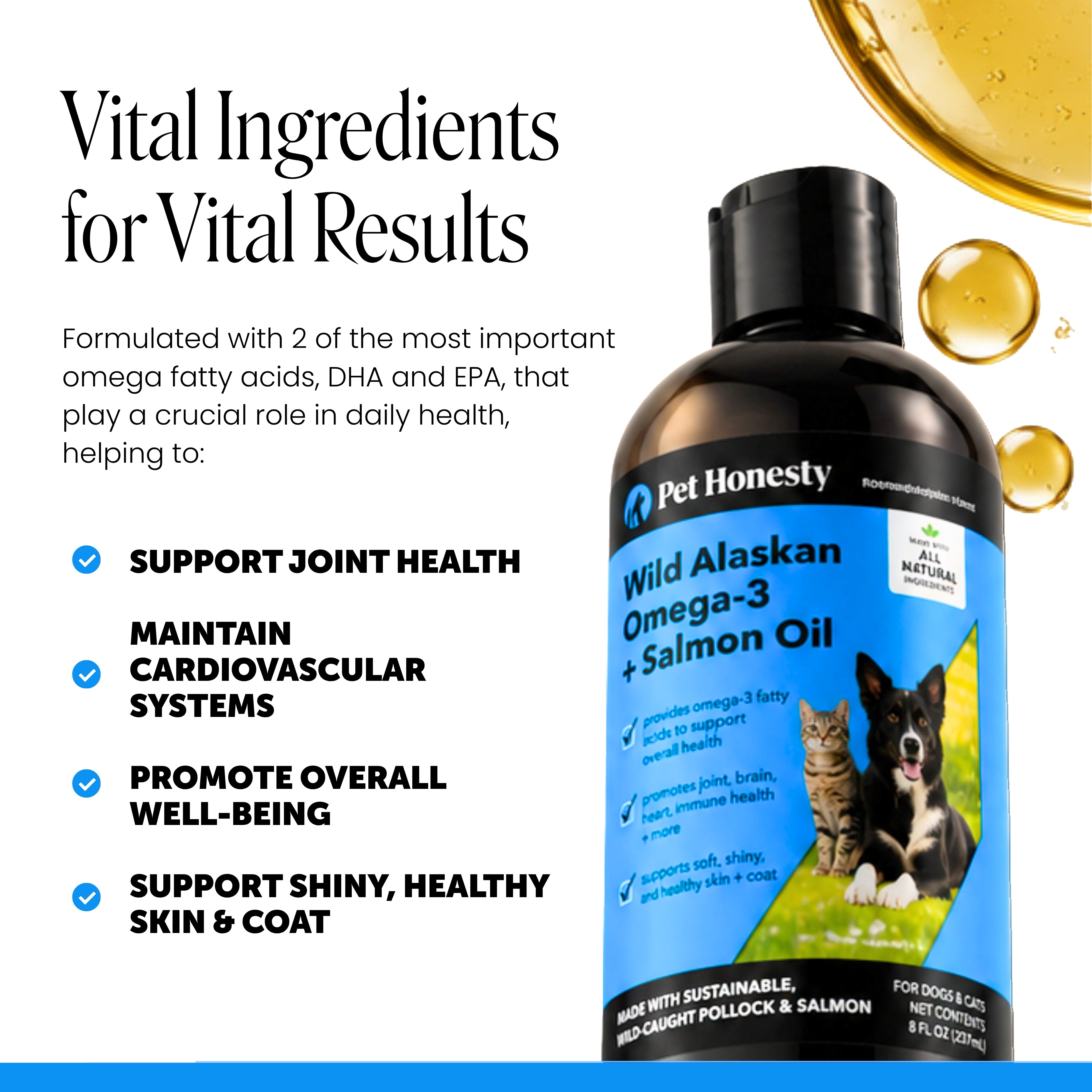 Wild Alaskan Omega-3 & Salmon Oil for Dogs and Cats, 8oz