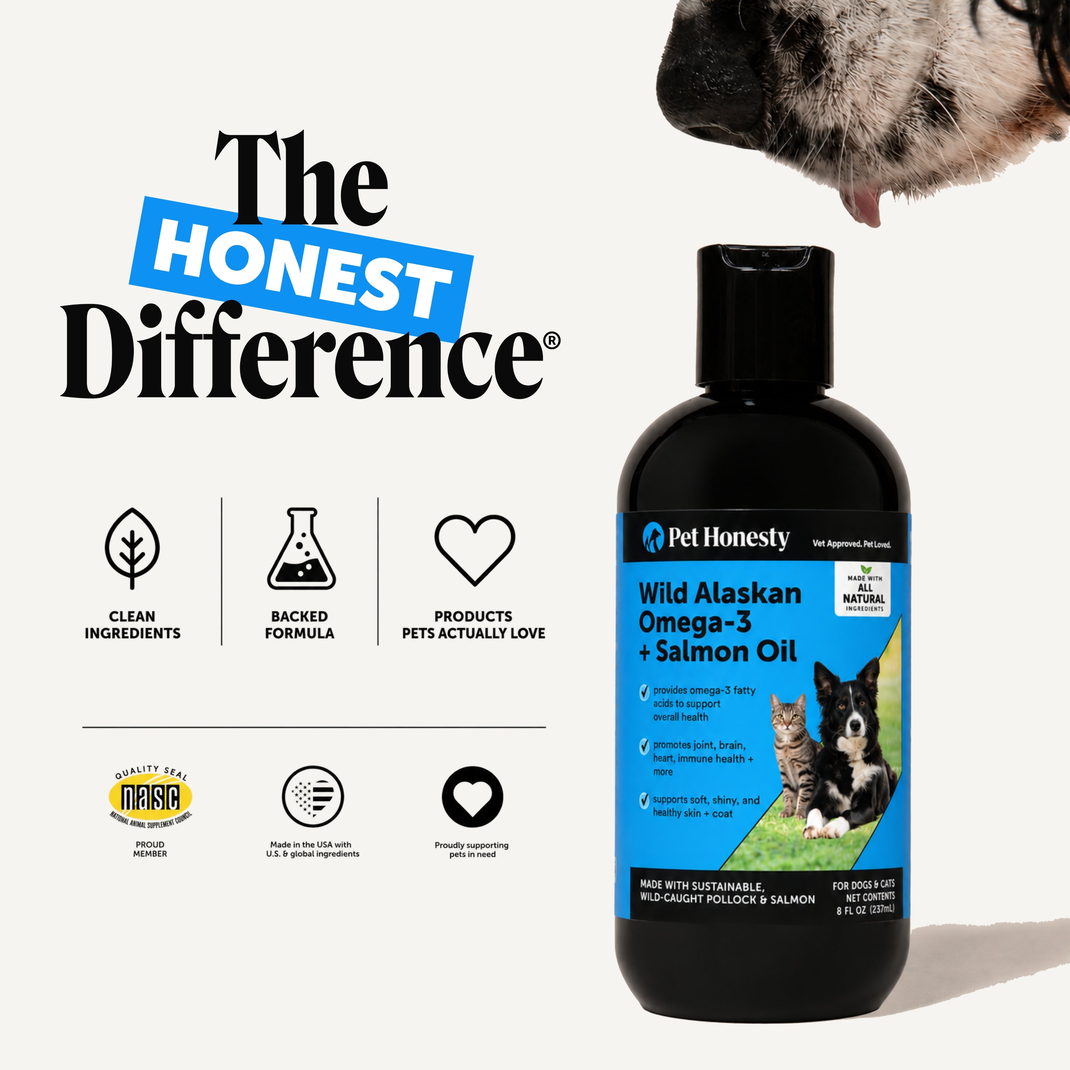 Wild Alaskan Omega-3 & Salmon Oil for Dogs and Cats, 8oz