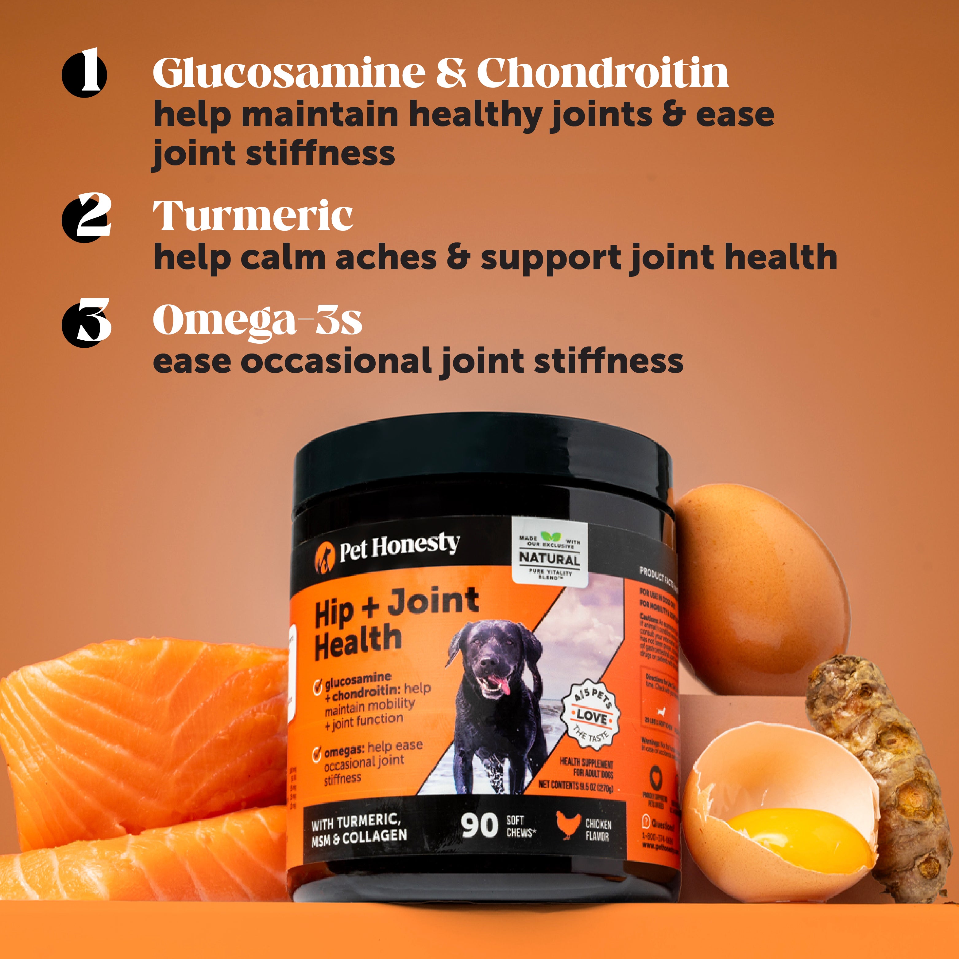 Chicken Flavor Hip Joint Health Chews for Dogs (3 Pack) Pet