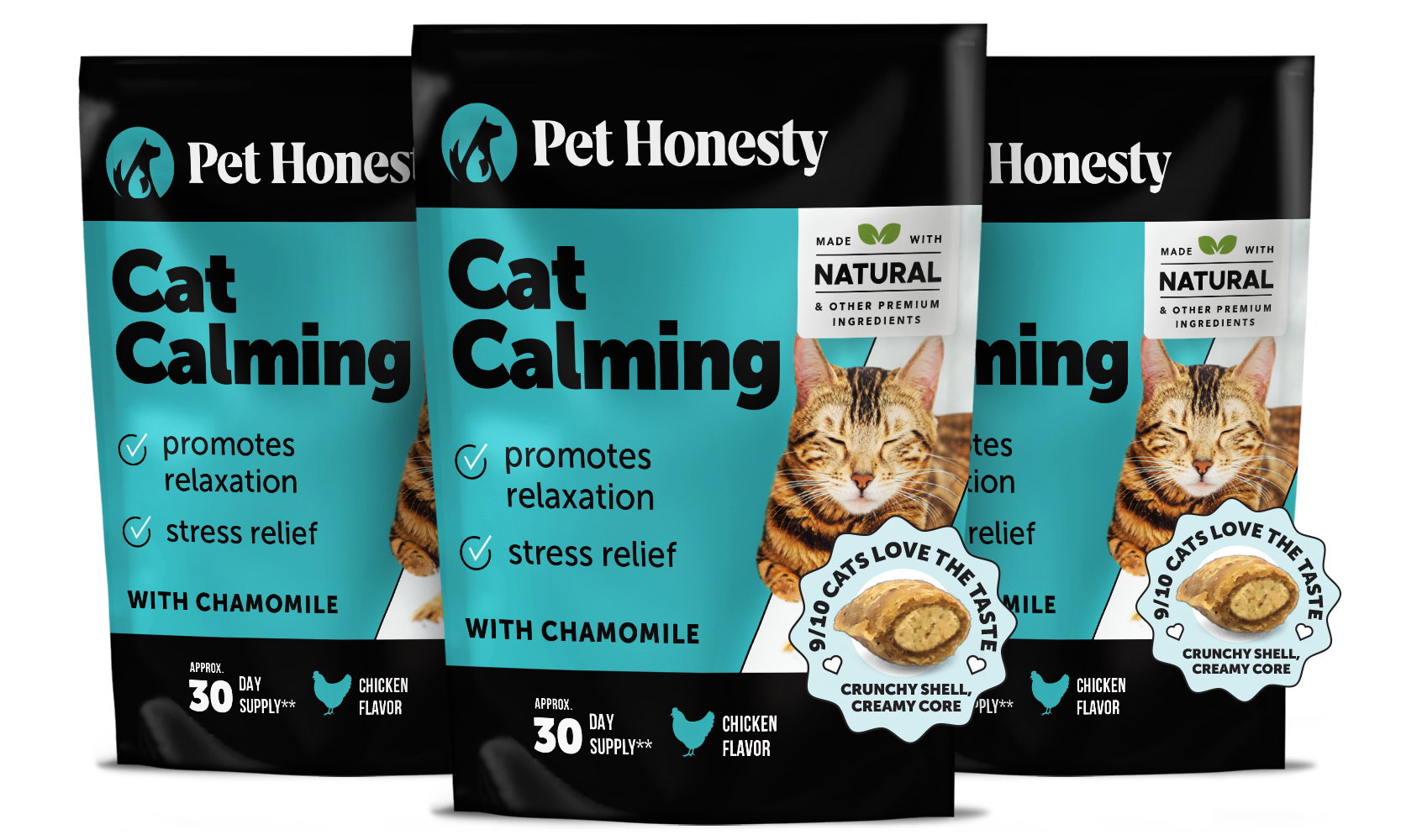 Dual Texture Calming Supplement for Cats 3-Pack (Chicken Flavor)