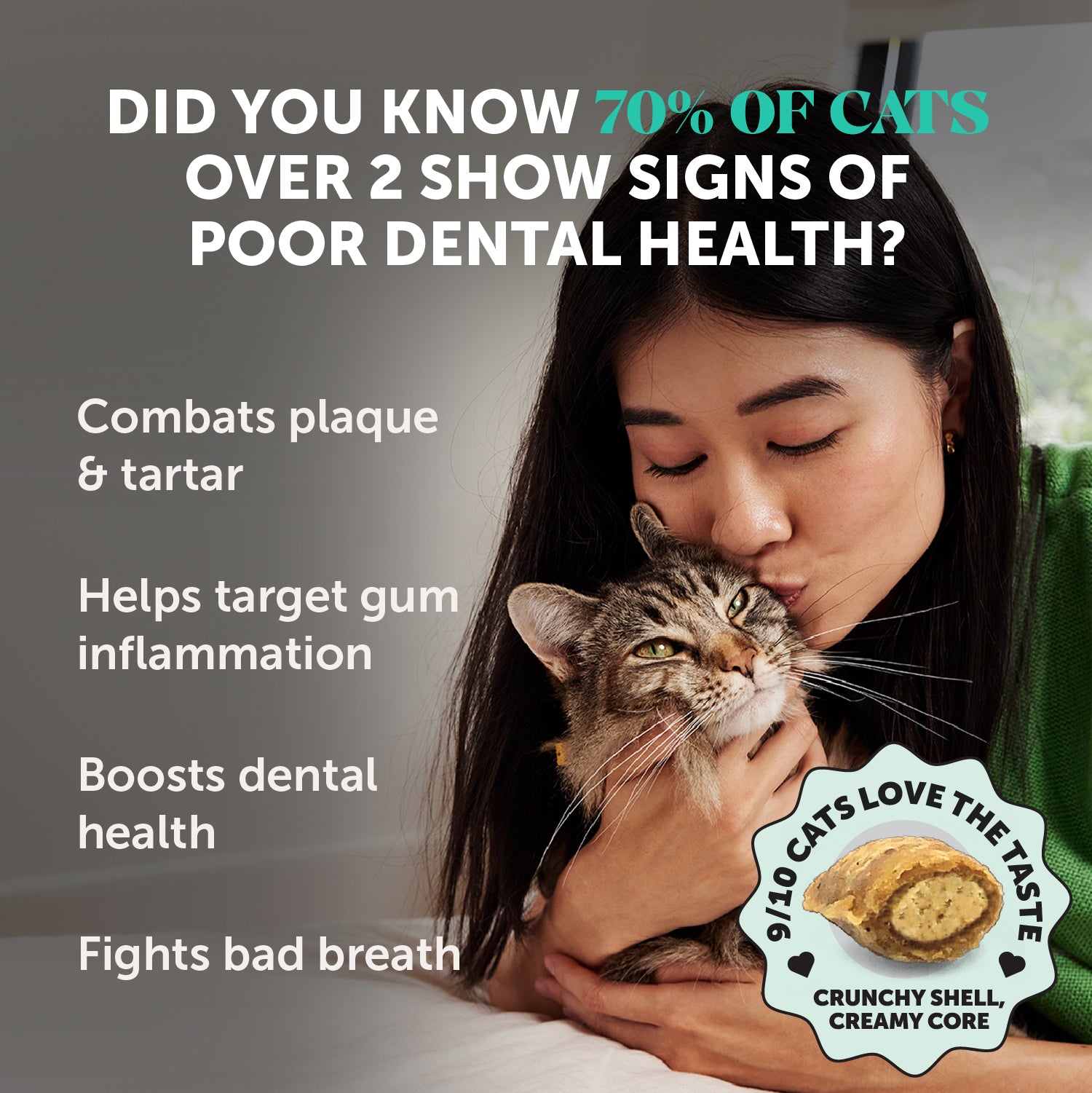 Dual-Texture Fresh Breath Dental Bites for Cats (Chicken Flavor) 10.5oz