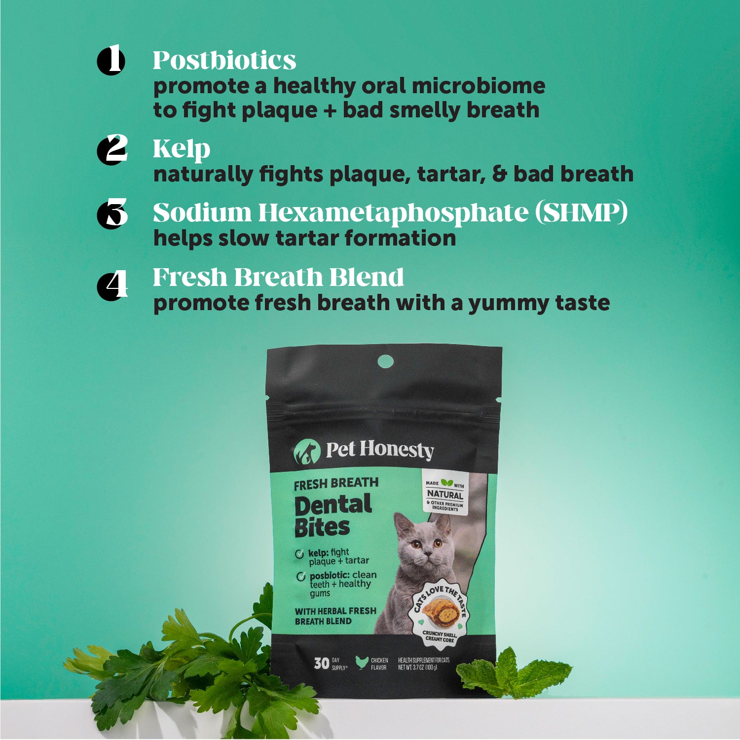 Dual-Texture Fresh Breath Dental Bites for Cats (Chicken Flavor) 10.5oz