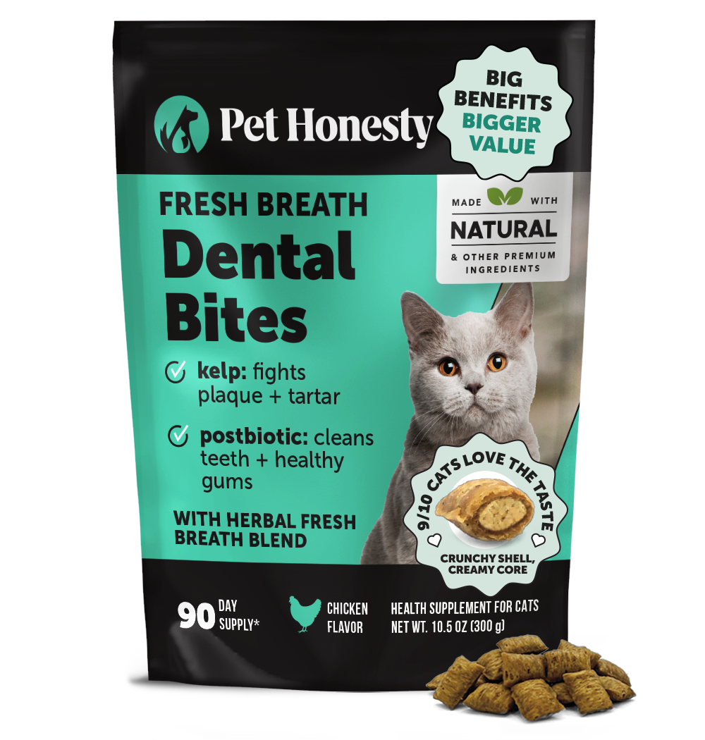 Dual-Texture Fresh Breath Dental Bites for Cats (Chicken Flavor) 10.5oz