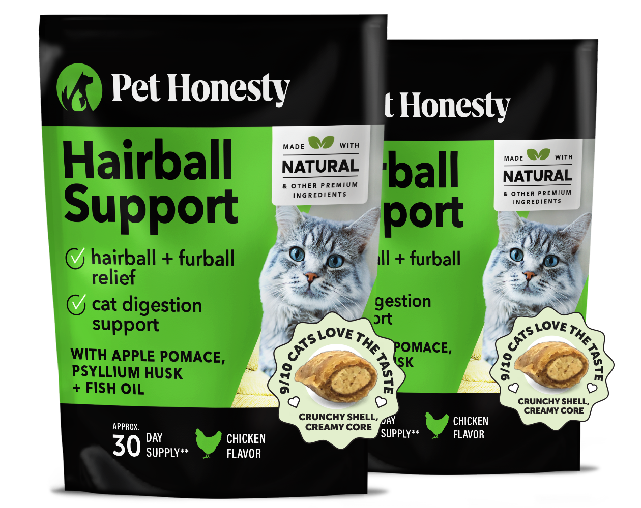 Dual Texture Hairball Support Supplement for Cats 2-Pack (Chicken Flavor)