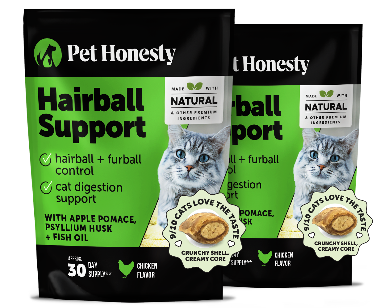 Dual Texture Hairball Support Supplement for Cats 2-Pack (Chicken Flavor)