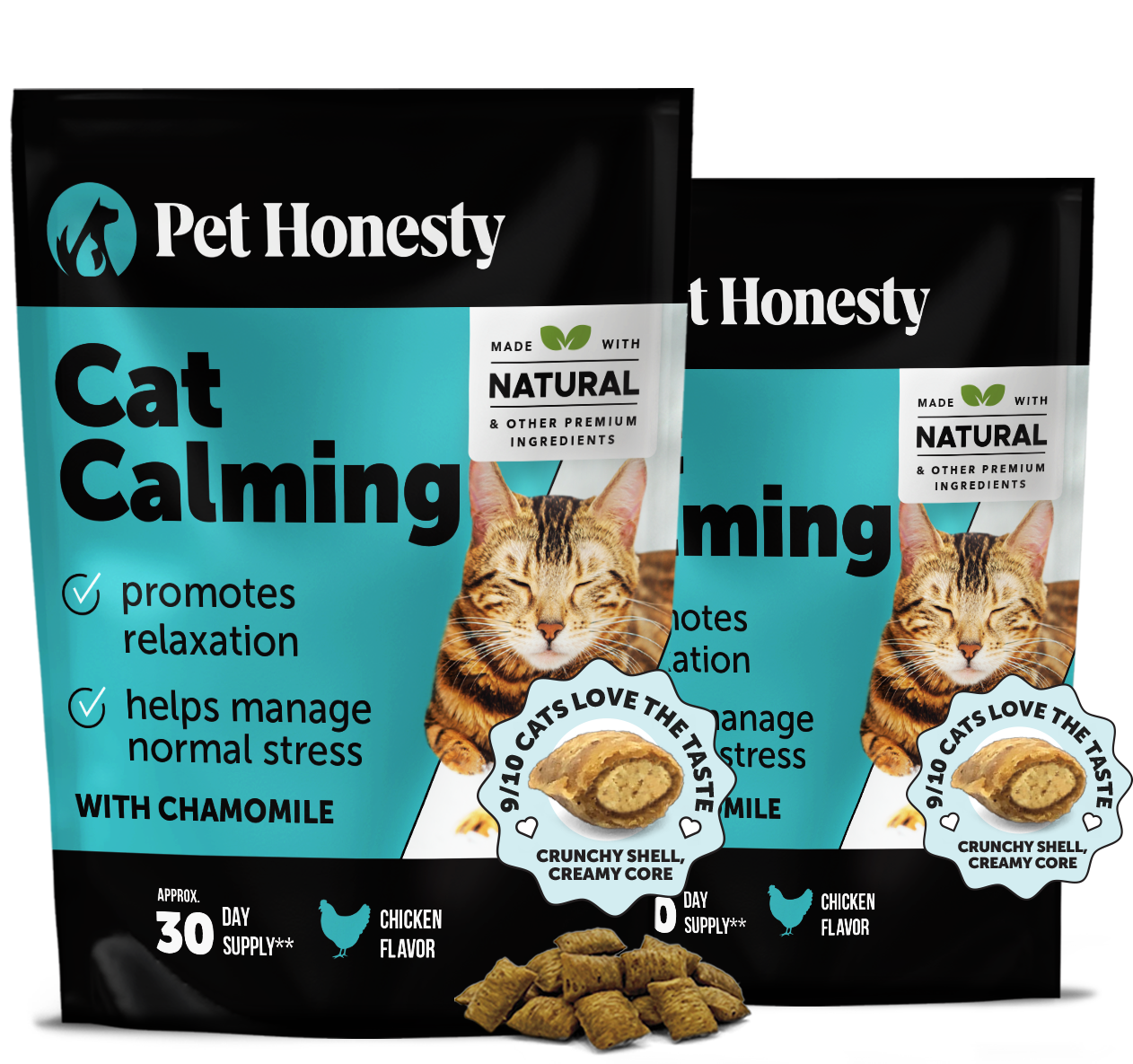 Dual Texture Calming Supplement for Cats 2-Pack (Chicken Flavor)