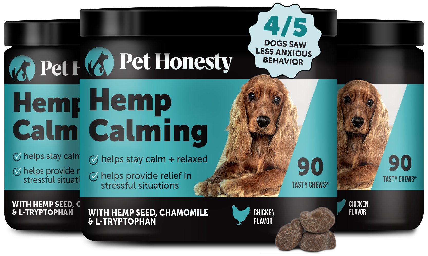 Hemp Calming Chews for Dogs 3-Pack (Chicken Flavor)