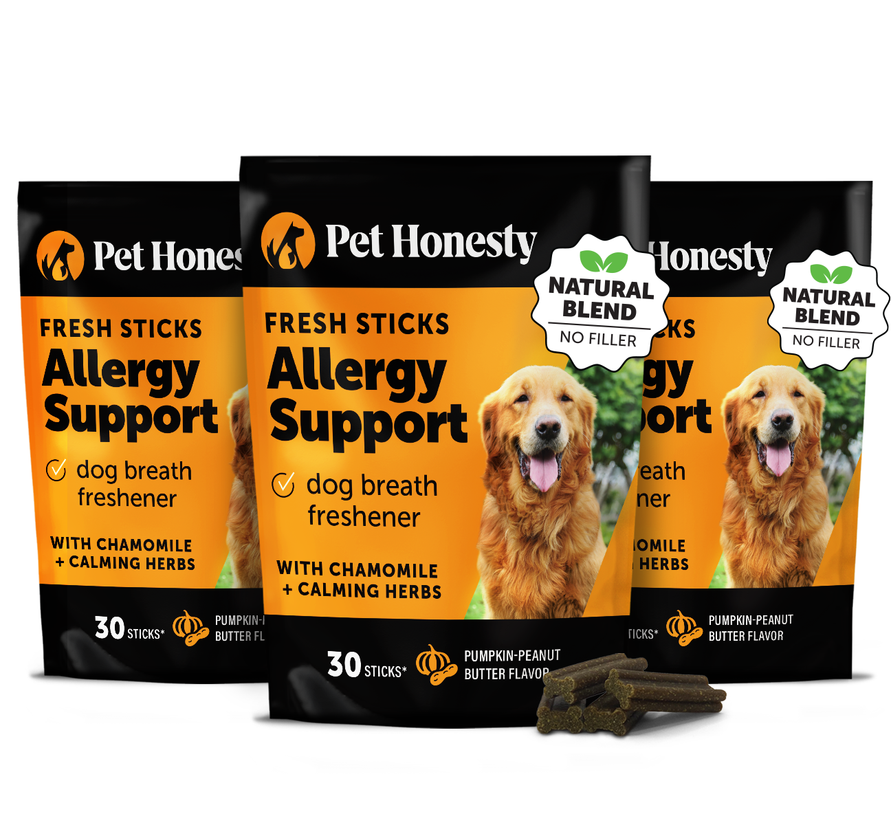 Allergy Support Fresh Sticks for Dogs 3-Pack (Pumpkin Peanut Butter Flavor)
