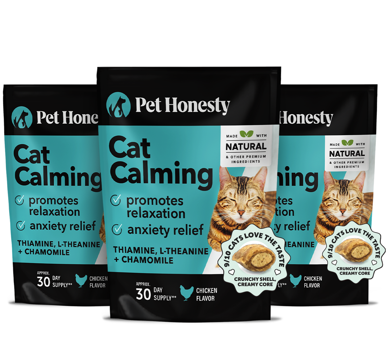 Dual Texture Calming Supplement for Cats 3-Pack (Chicken Flavor)
