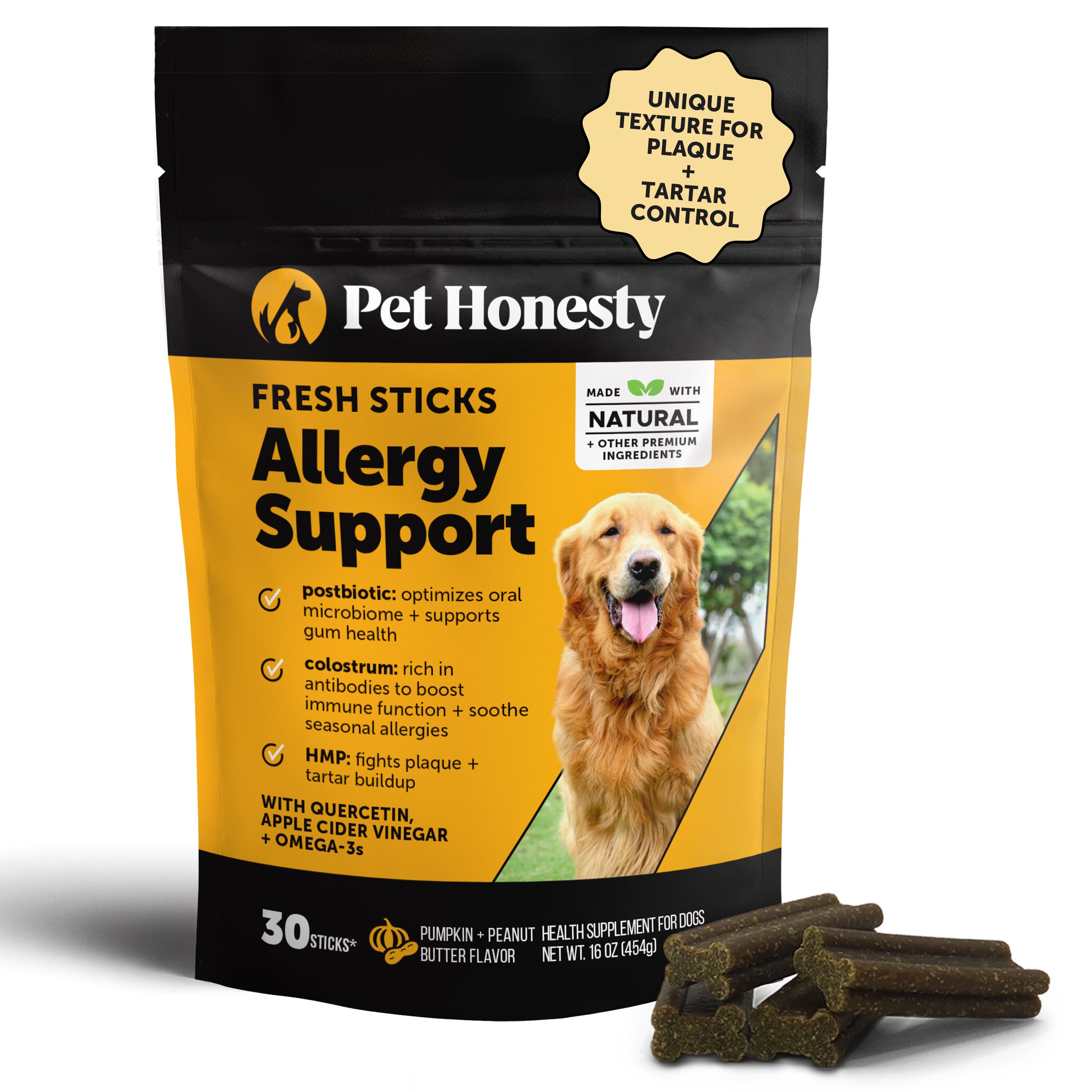 Allergy Support Fresh Sticks for Dogs - Pumpkin Peanut Butter - 30ct