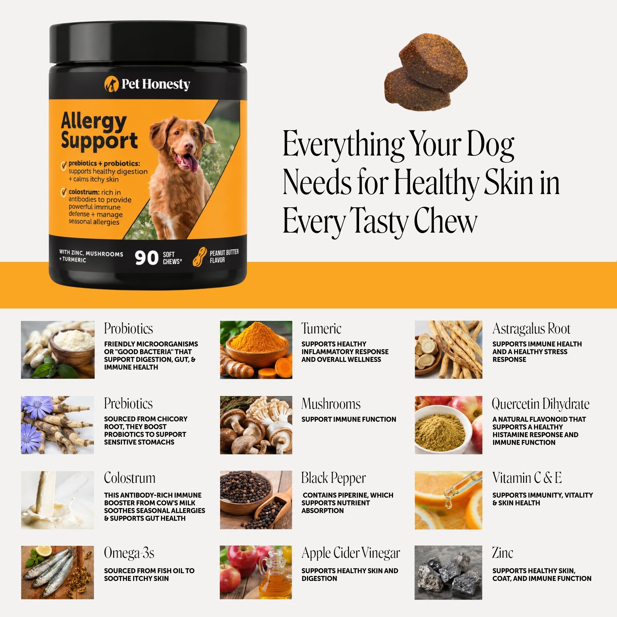 Allergy Support Chews for Dogs (Peanut Butter Flavor)