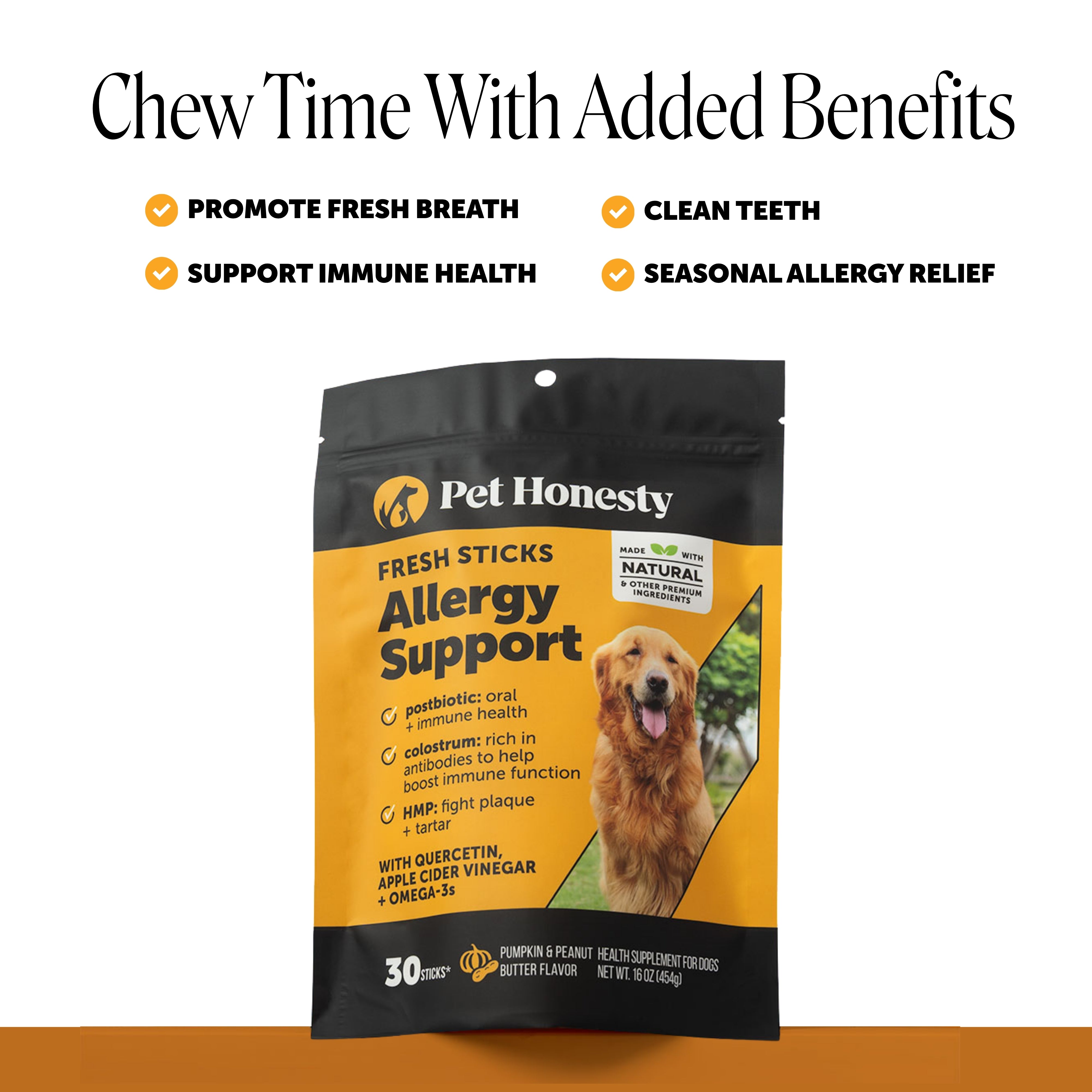 Allergy Support Fresh Sticks for Dogs - Pumpkin Peanut Butter - 30ct