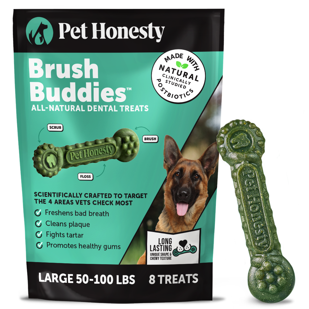 Brush Buddies All-Natural + Long Lasting Dental Treats for Large Sized Dogs - 8 Count