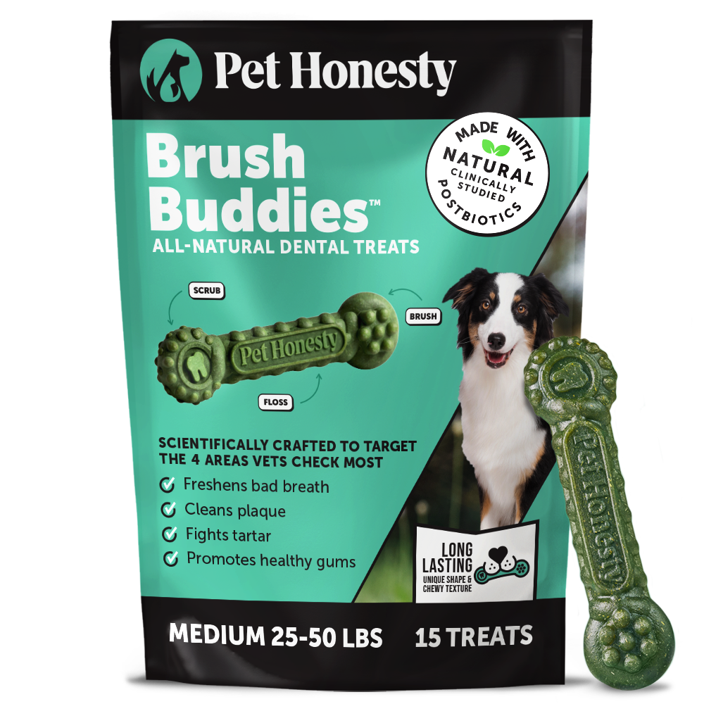 Brush Buddies All-Natural + Long Lasting Dental Treats for Medium Sized Dogs - 15 Count