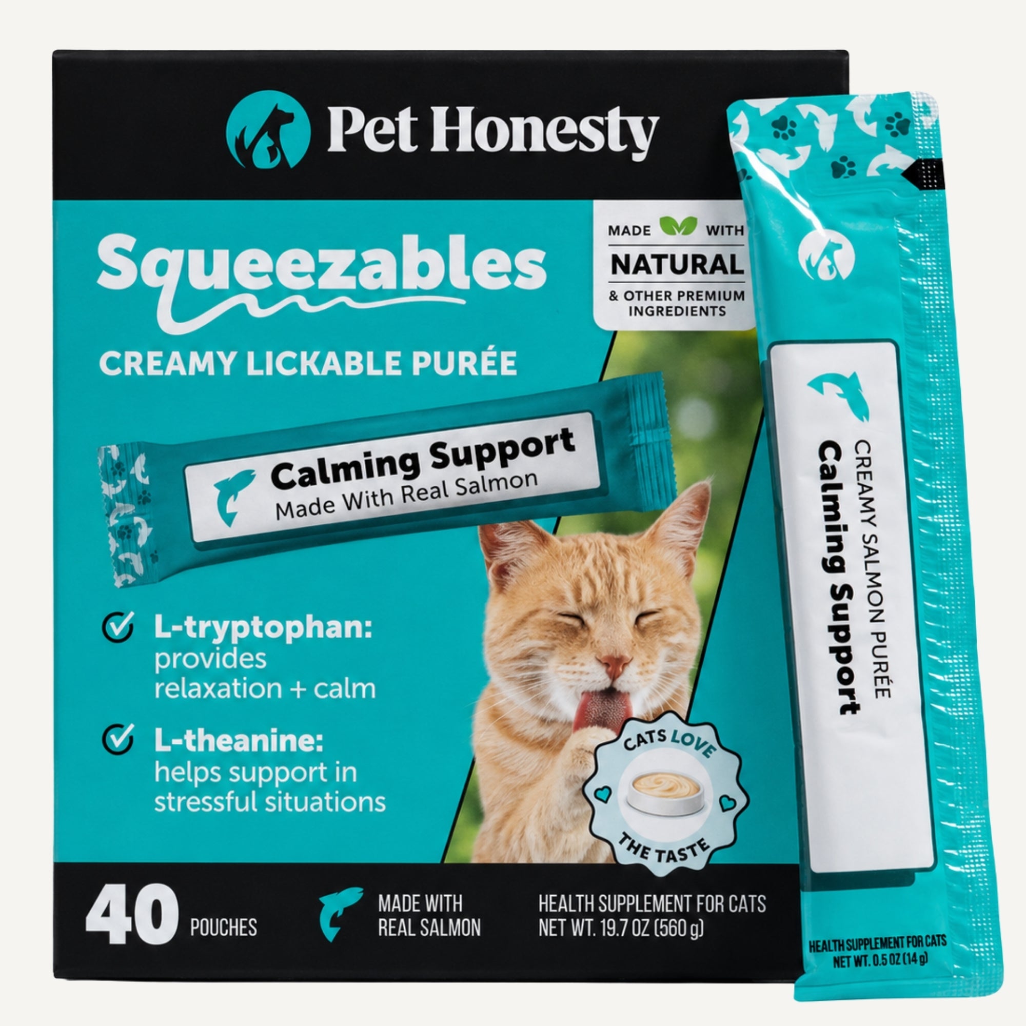 Squeezables Calming Supplement for Cats, 40 Pouches