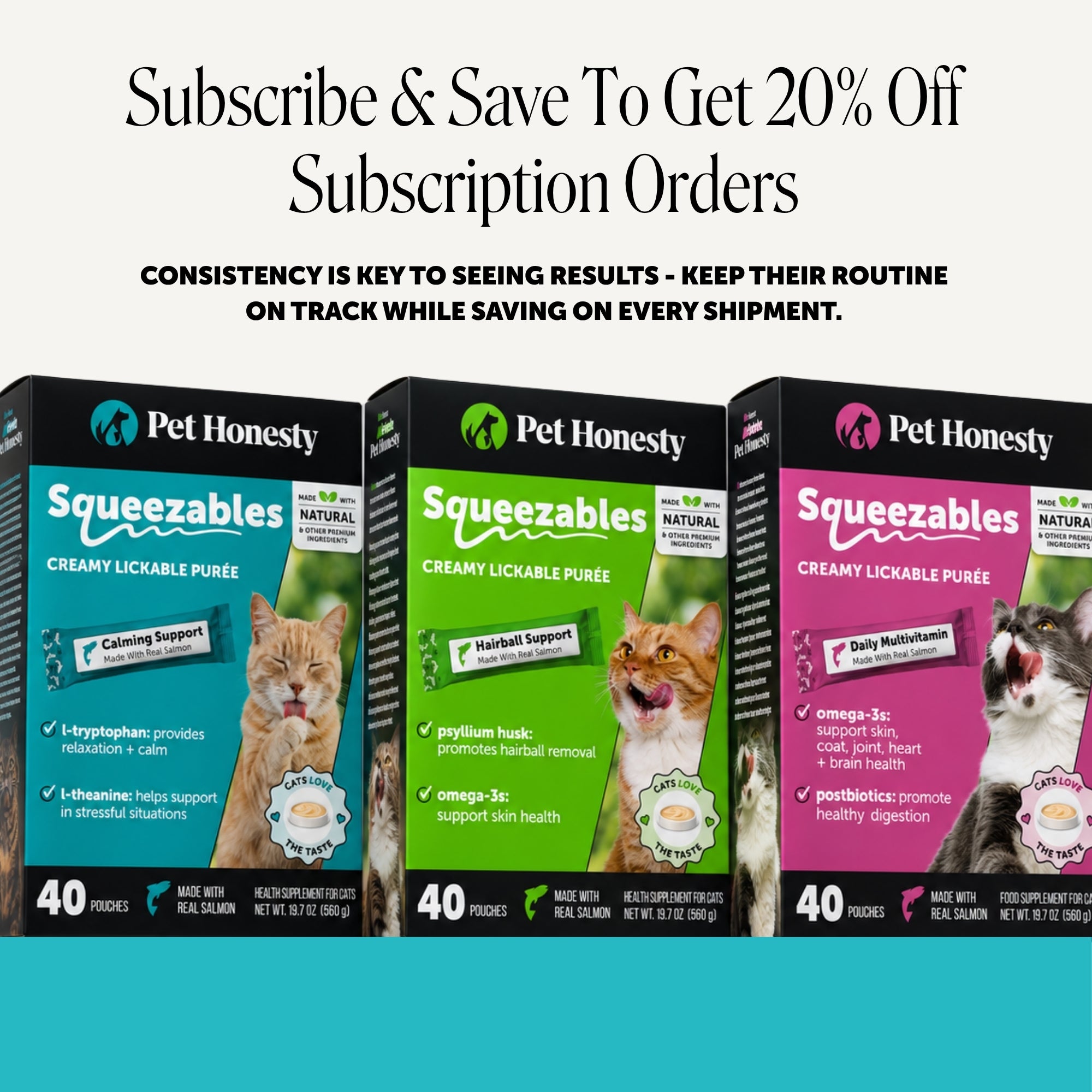 Squeezables Calming Supplement for Cats, 40 Pouches