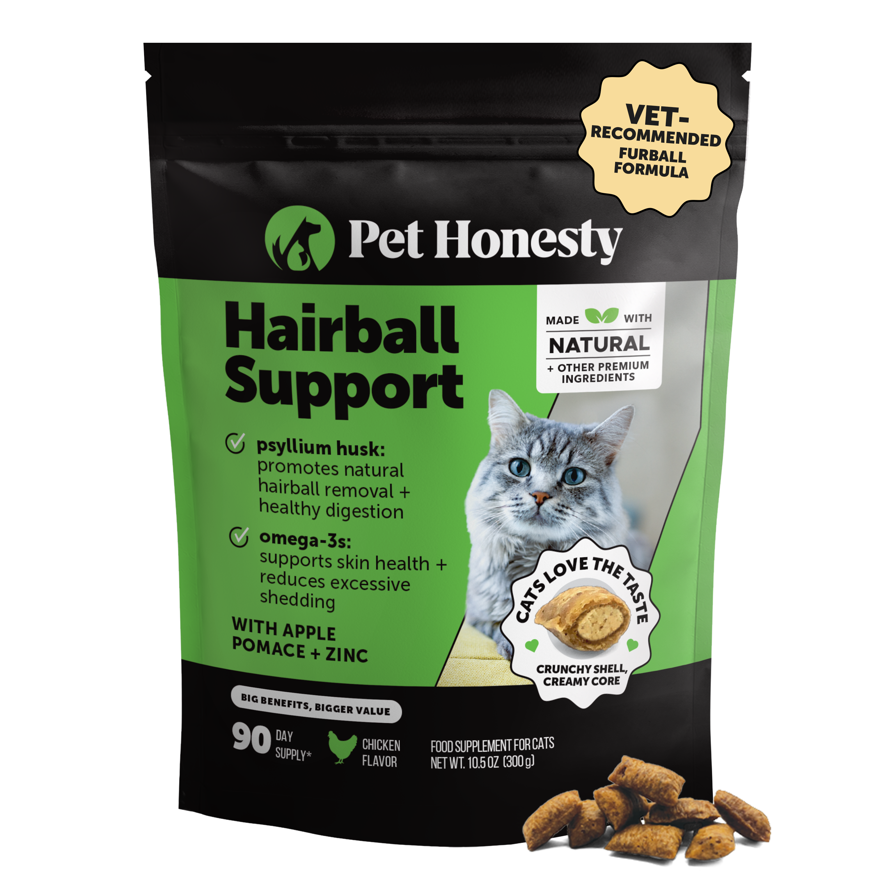 Dual Texture Hairball Support Supplement for Cats (Chicken Flavor) 10.5oz