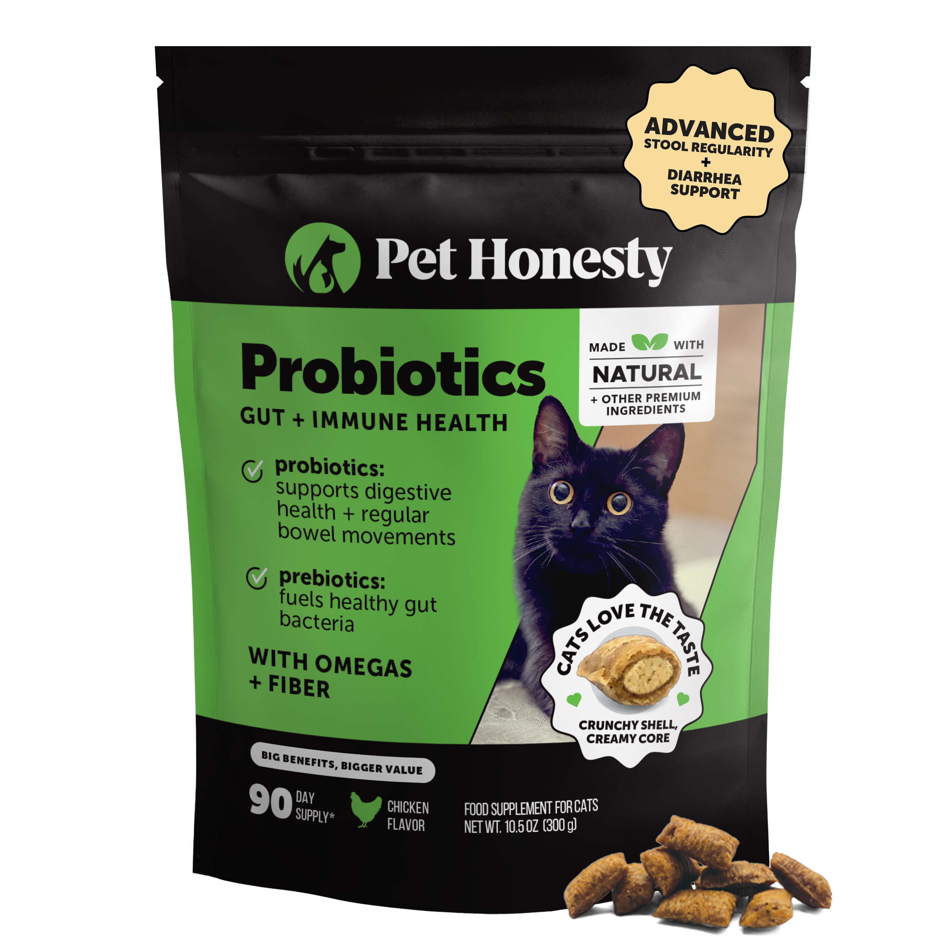 Dual Texture Probiotics Gut + Immune Health Supplement for Cats (Chicken Flavor) 10.5oz