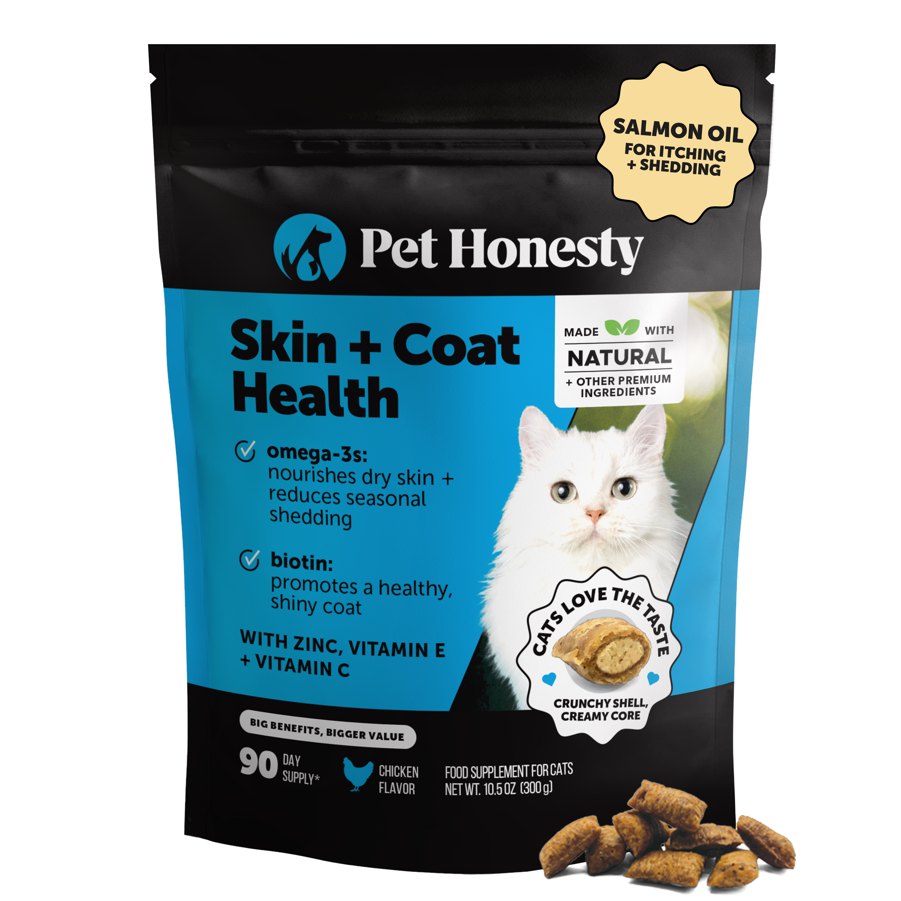 Dual Texture Skin & Coat Health Supplement for Cats (Chicken Flavor) - 10.5oz