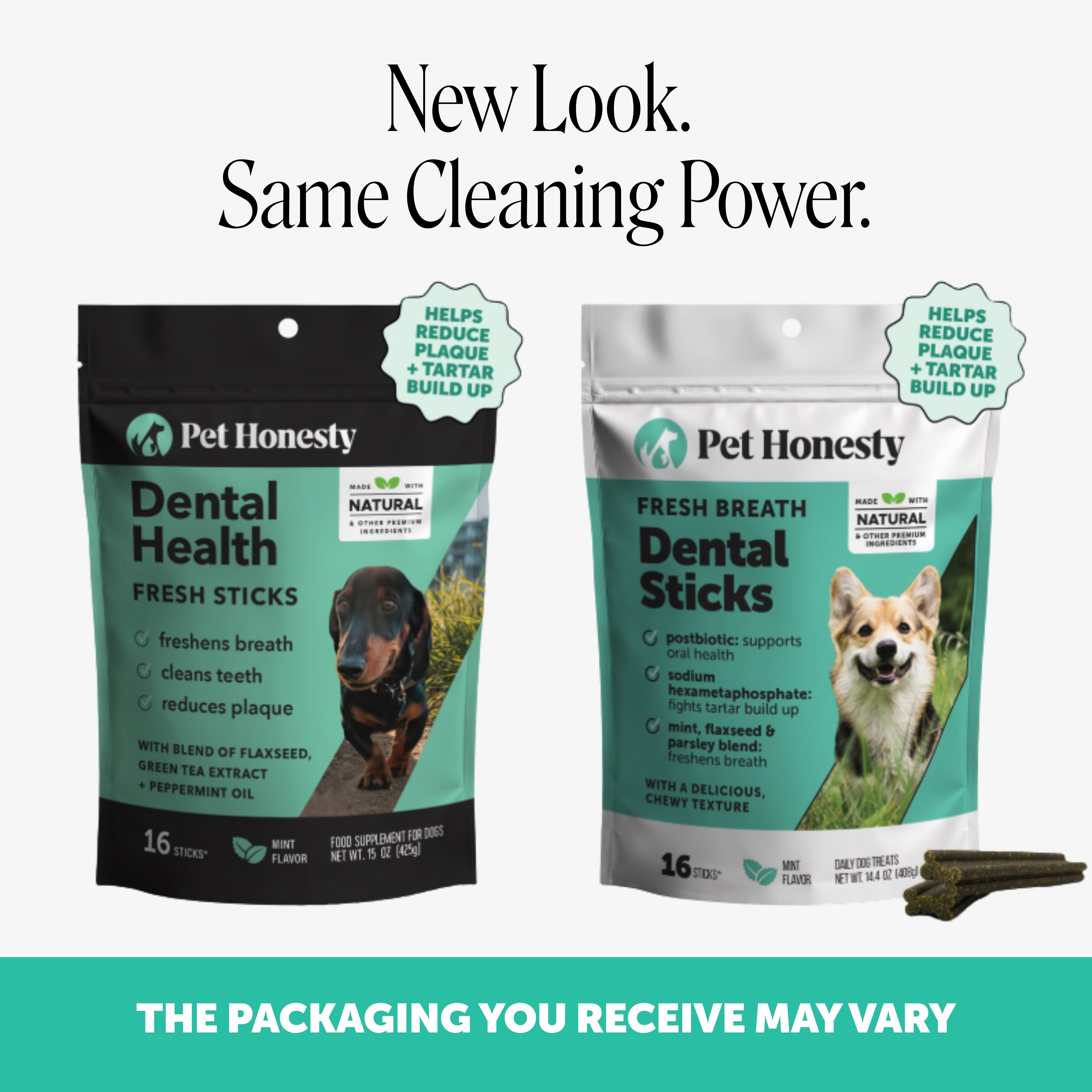 Fresh Breath Dental Treat Sticks for Dogs - Mint (16 Ct Pouch)