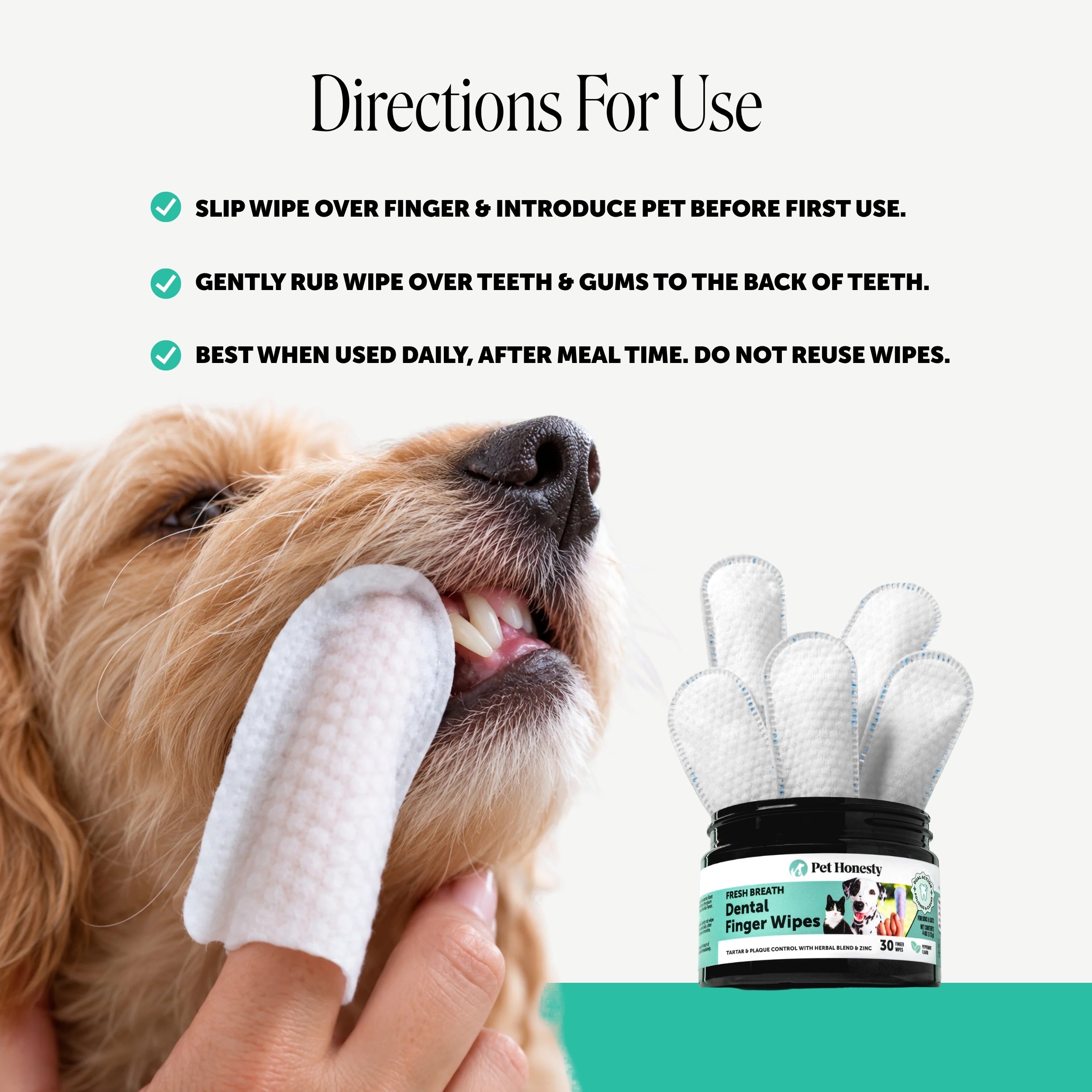Fresh Breath Dental Wipes for Dogs and Cats - 30 ct