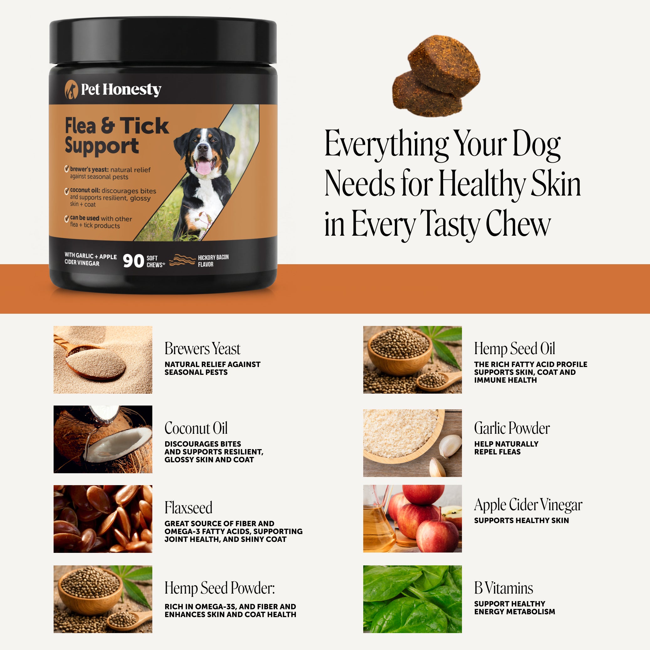 Flea + Tick Support for Dogs (Bacon Flavor)