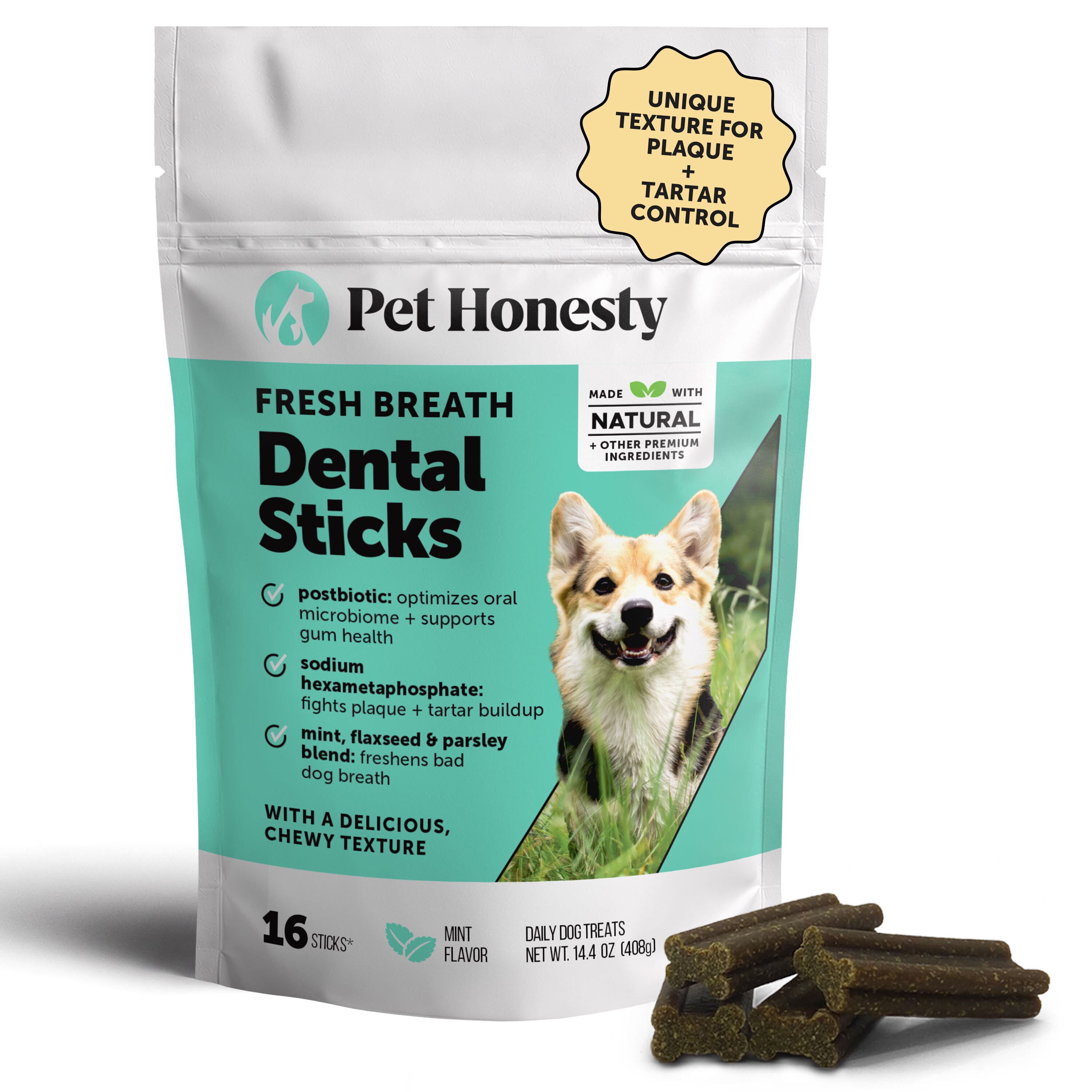 Fresh Breath Dental Treat Sticks for Dogs - Mint (16 Ct Pouch)