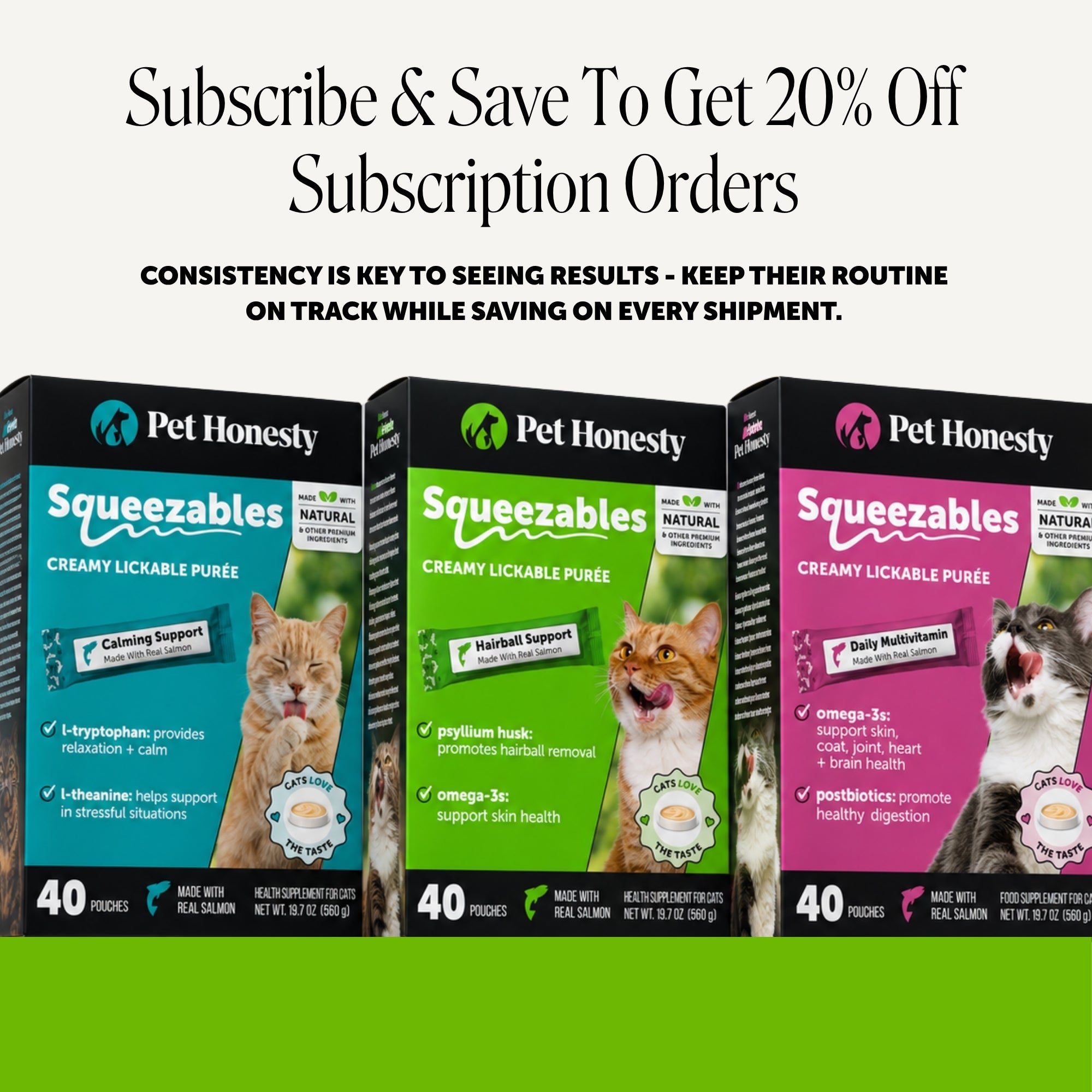 Squeezables Hairball Support Supplement for Cats, 40 Pouches