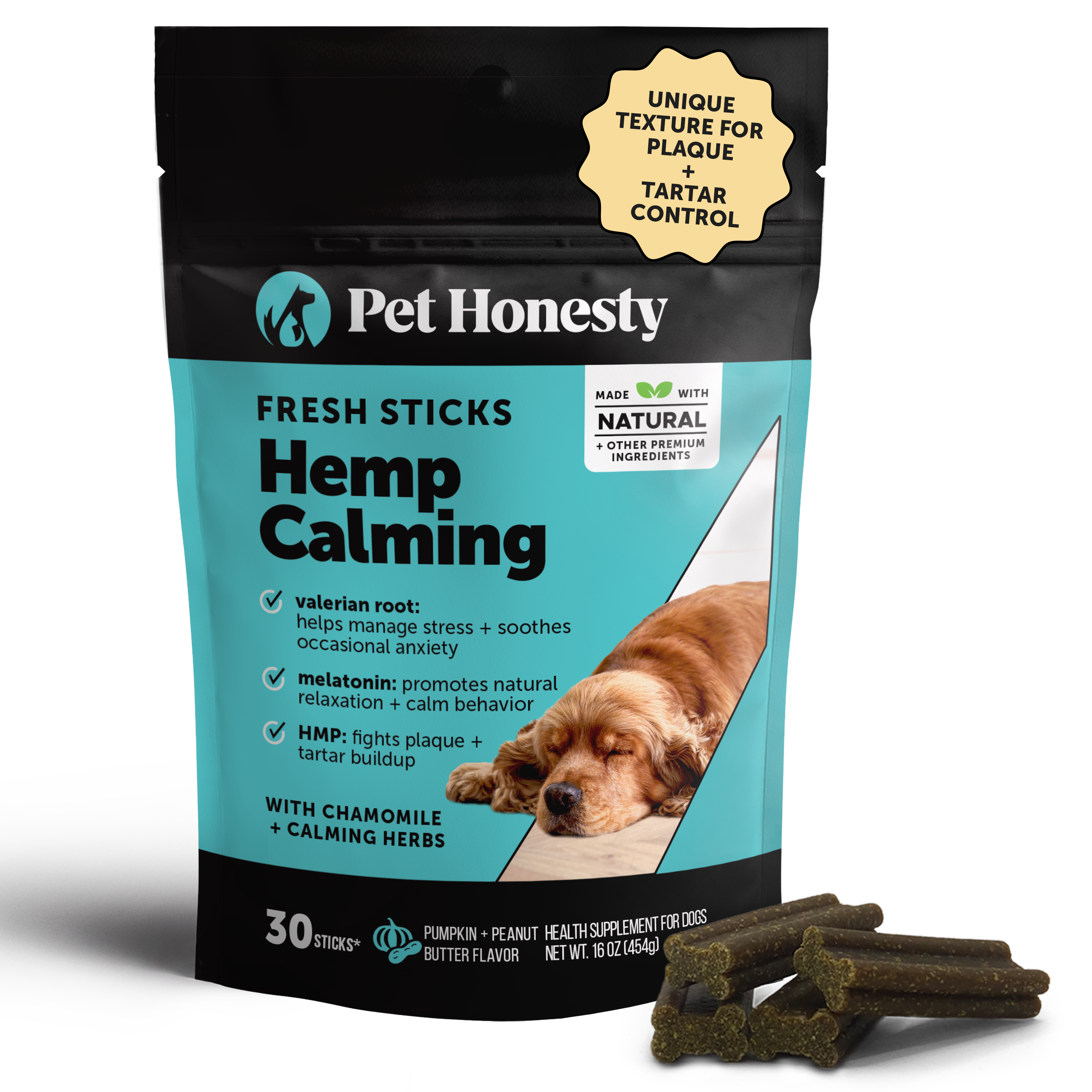 Hemp Calming Fresh Sticks for Dogs (Pumpkin Peanut Butter Flavor)