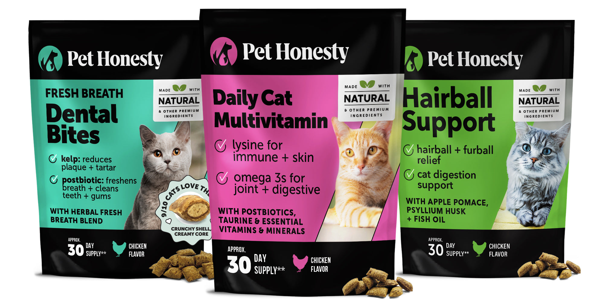 More Birthdays Bundle for Cats - Multivitamin, Hairball, Dental Bites