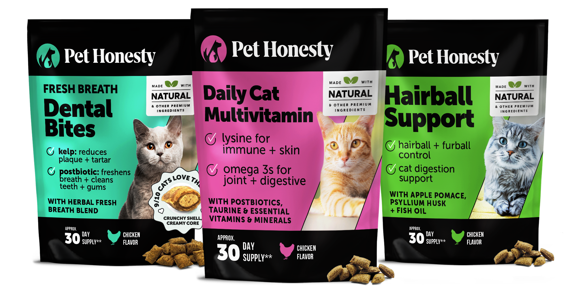 More Birthdays Bundle for Cats - Multivitamin, Hairball, Dental Bites