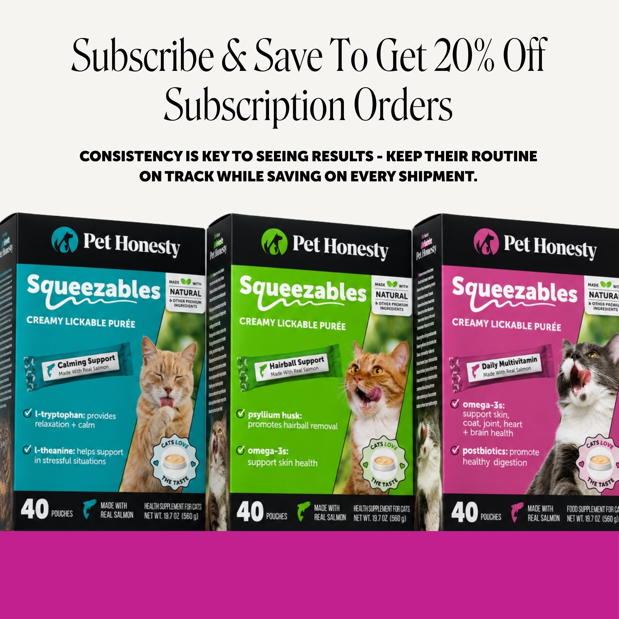 Squeezables Multivitamin Lickable Supplements for Cats, 40 Pouches