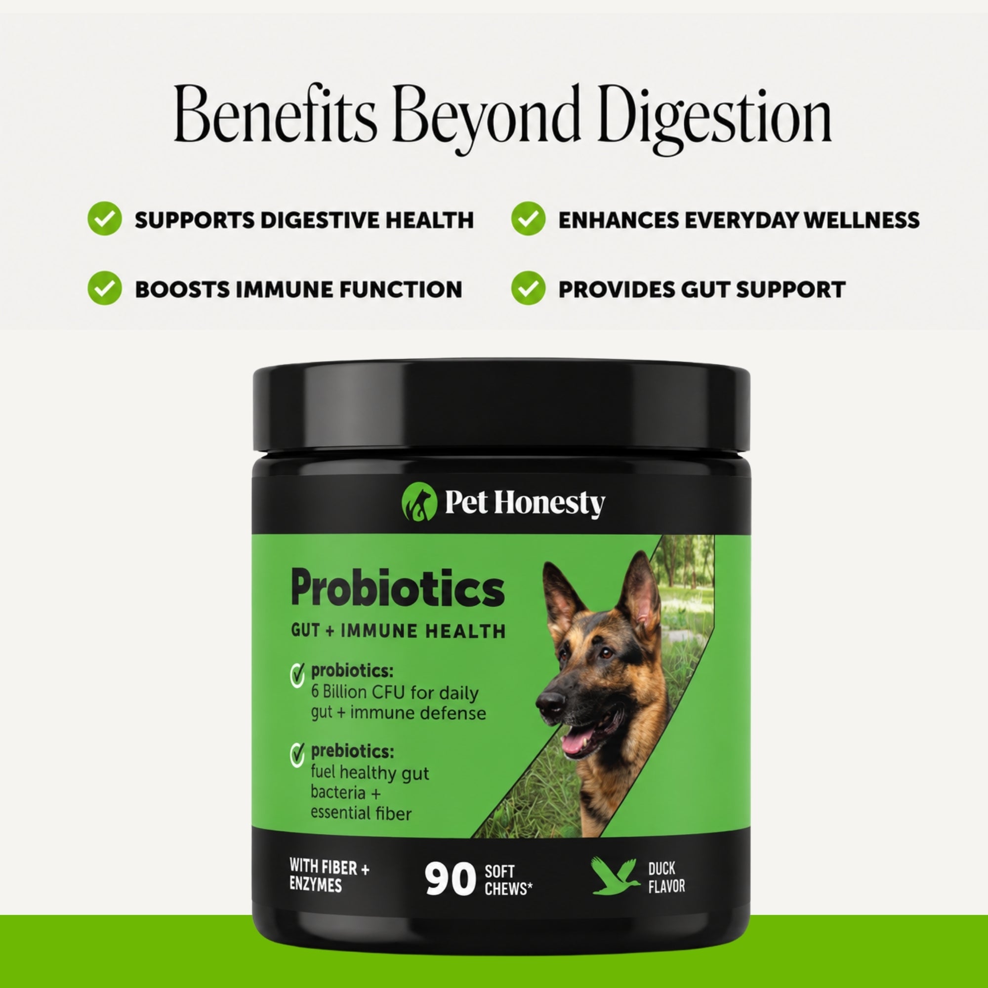 Gut + Immune Health Digestive Probiotic Chews for Dogs (Duck Flavor)