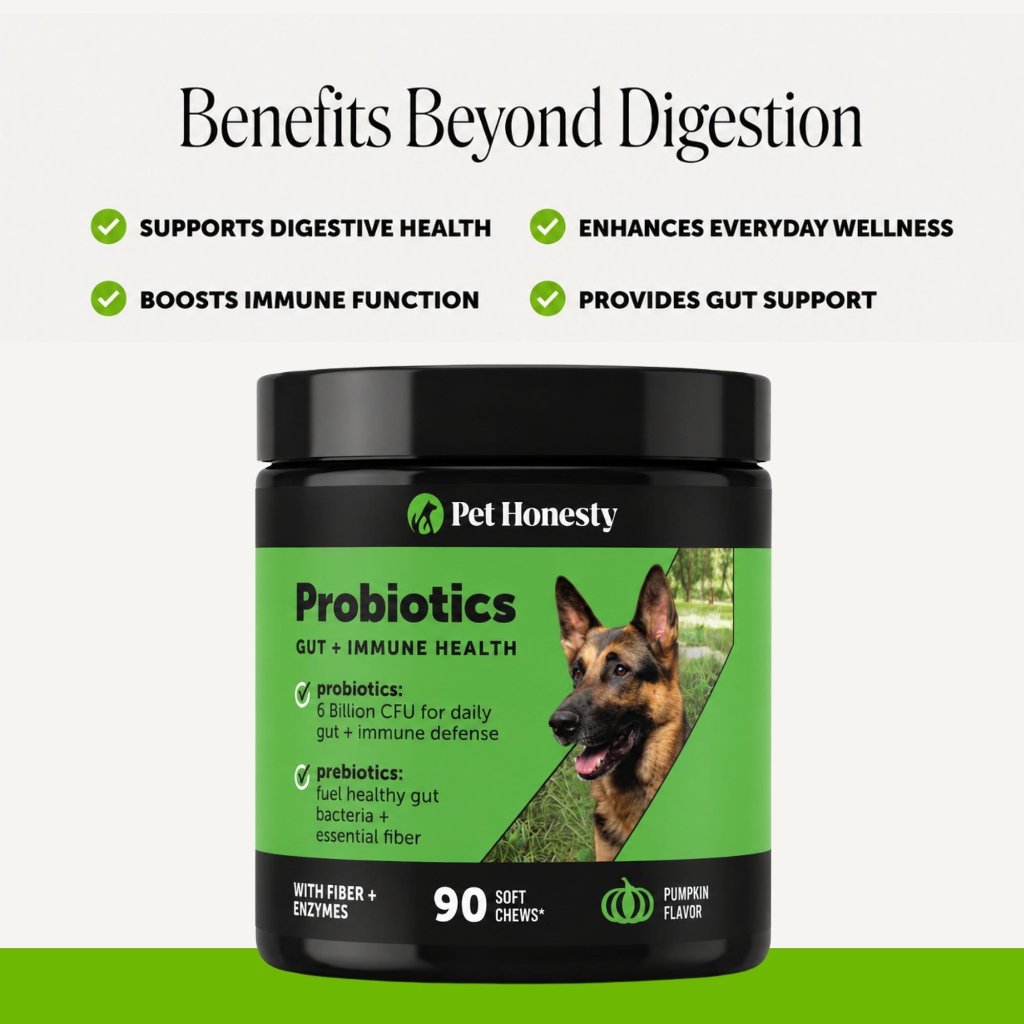 Gut + Immune Health Digestive Probiotic Chews for Dogs (Pumpkin Flavor)