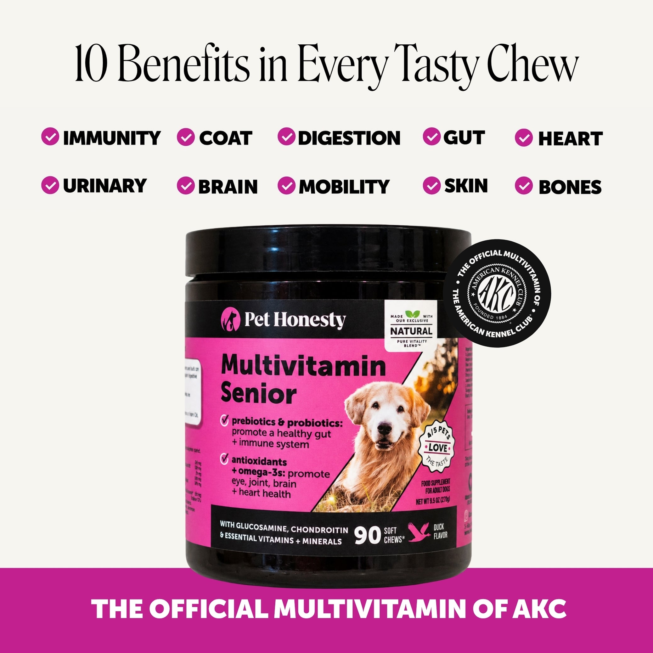 Multivitamin 10-in-1 Chews for Senior Dogs (Duck Flavor)