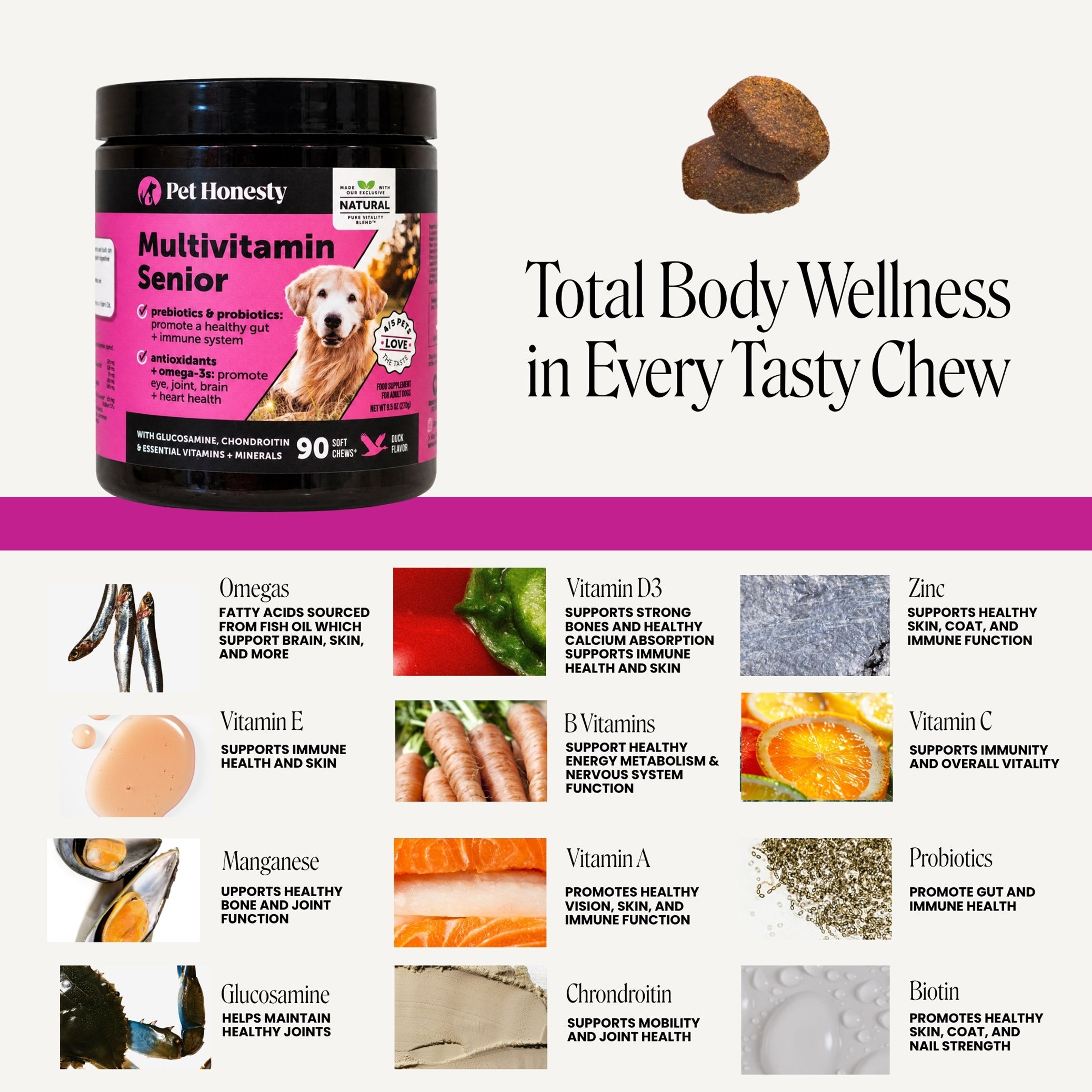 Multivitamin 10-in-1 Chews for Senior Dogs (Duck Flavor)