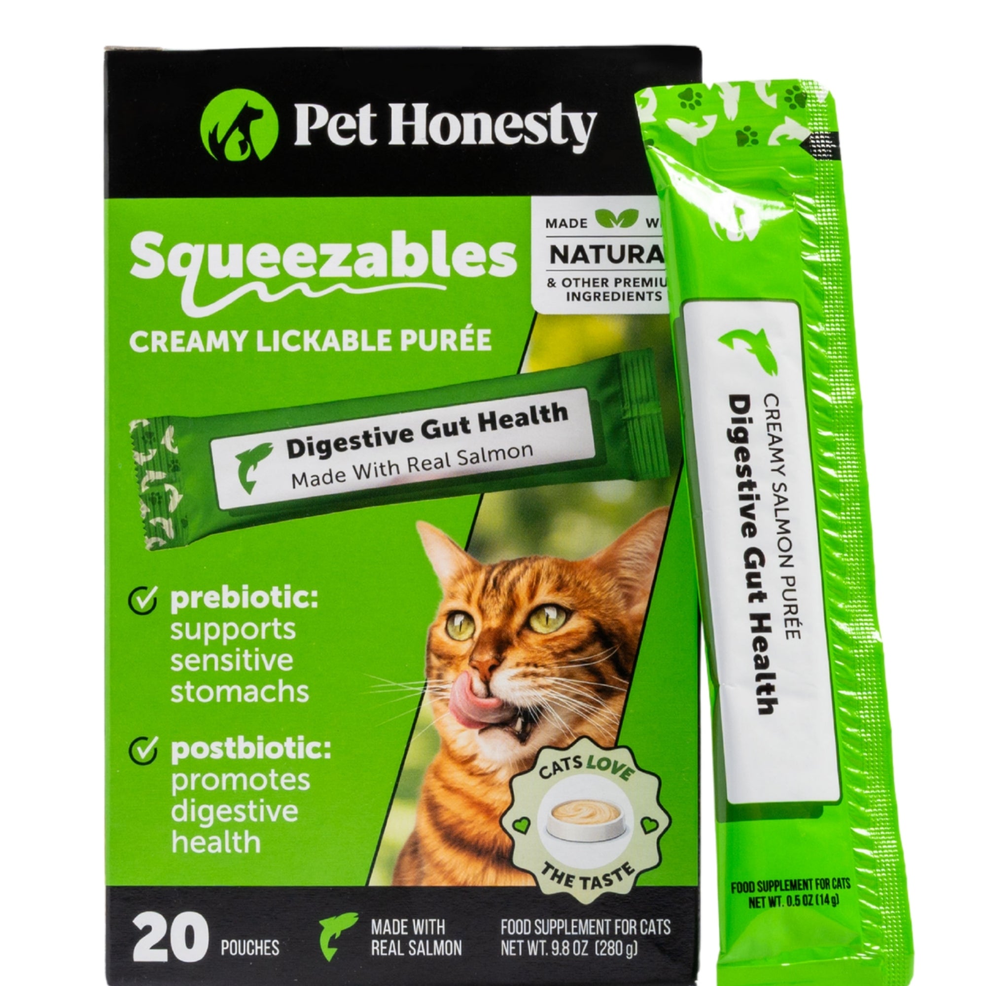 Squeezables Probiotics Gut + Immune Health Supplement for Cats, 20 Pouches