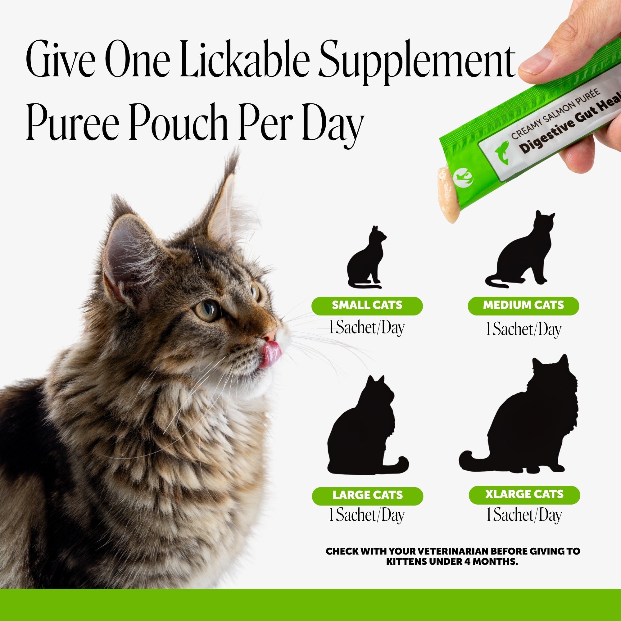 Squeezables Probiotics Gut + Immune Health Supplement for Cats, 20 Pouches