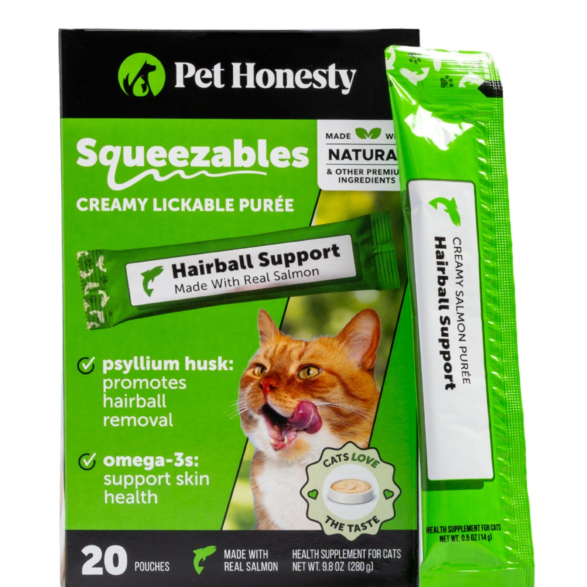 Squeezables Hairball Support Supplement for Cats, 20 Pouches