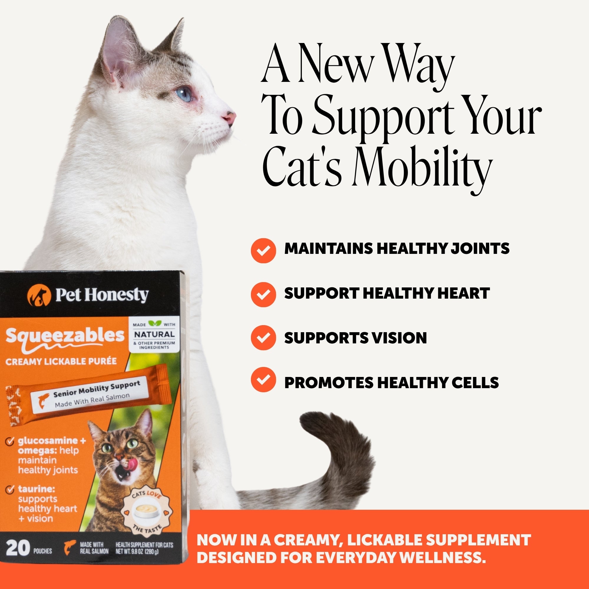Squeezables Senior Joint Support Supplement for Cats, 20 Pouches
