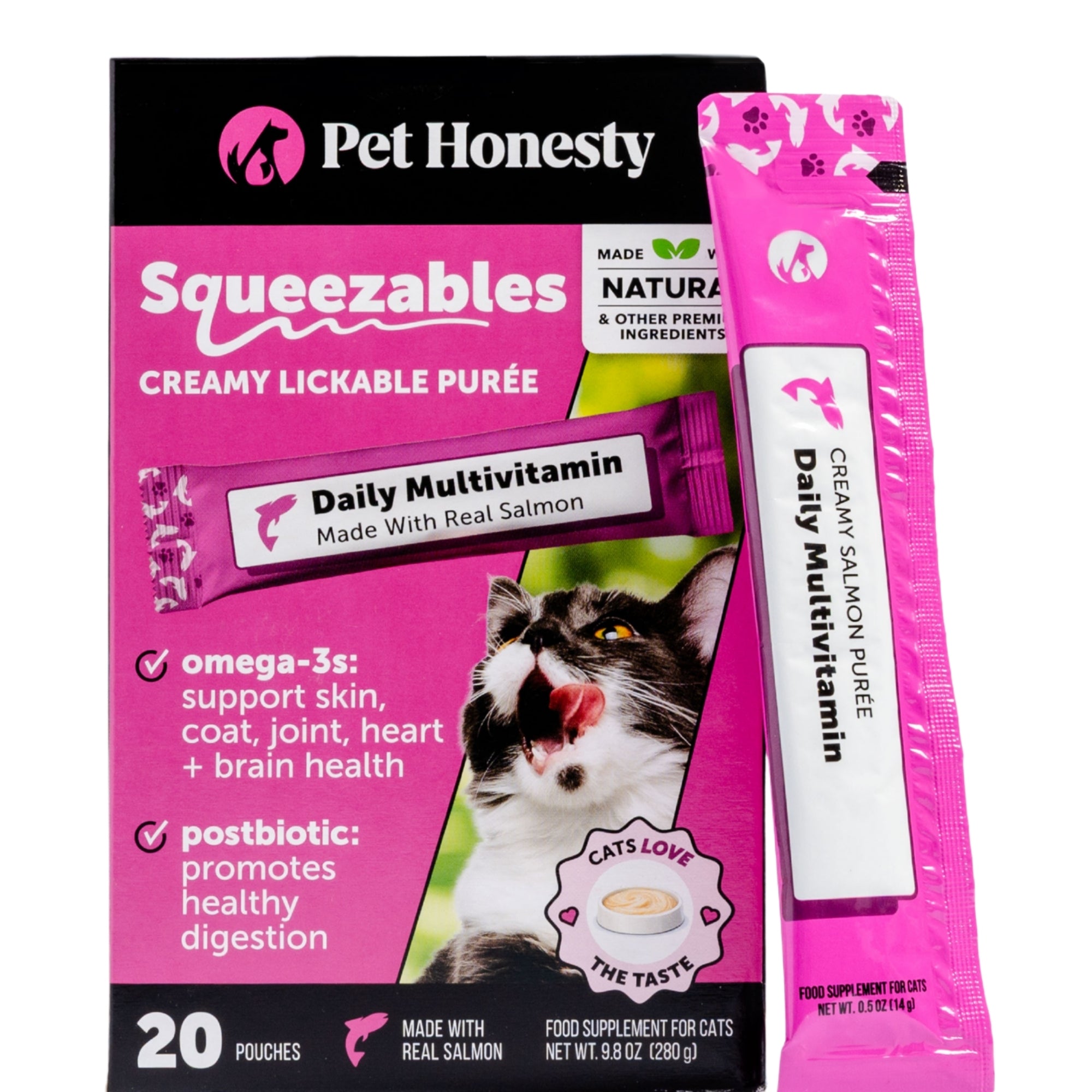 Squeezables Multivitamin Lickable Supplements for Cats, 20 Pouches