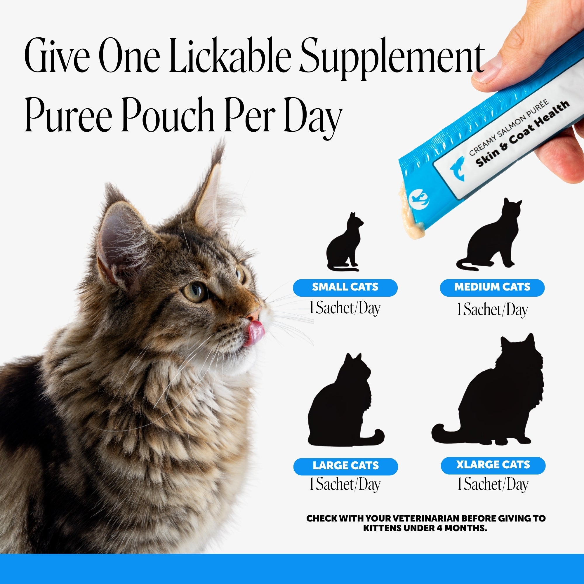 Squeezables Skin & Coat Support Supplement for Cats, 20 Pouches