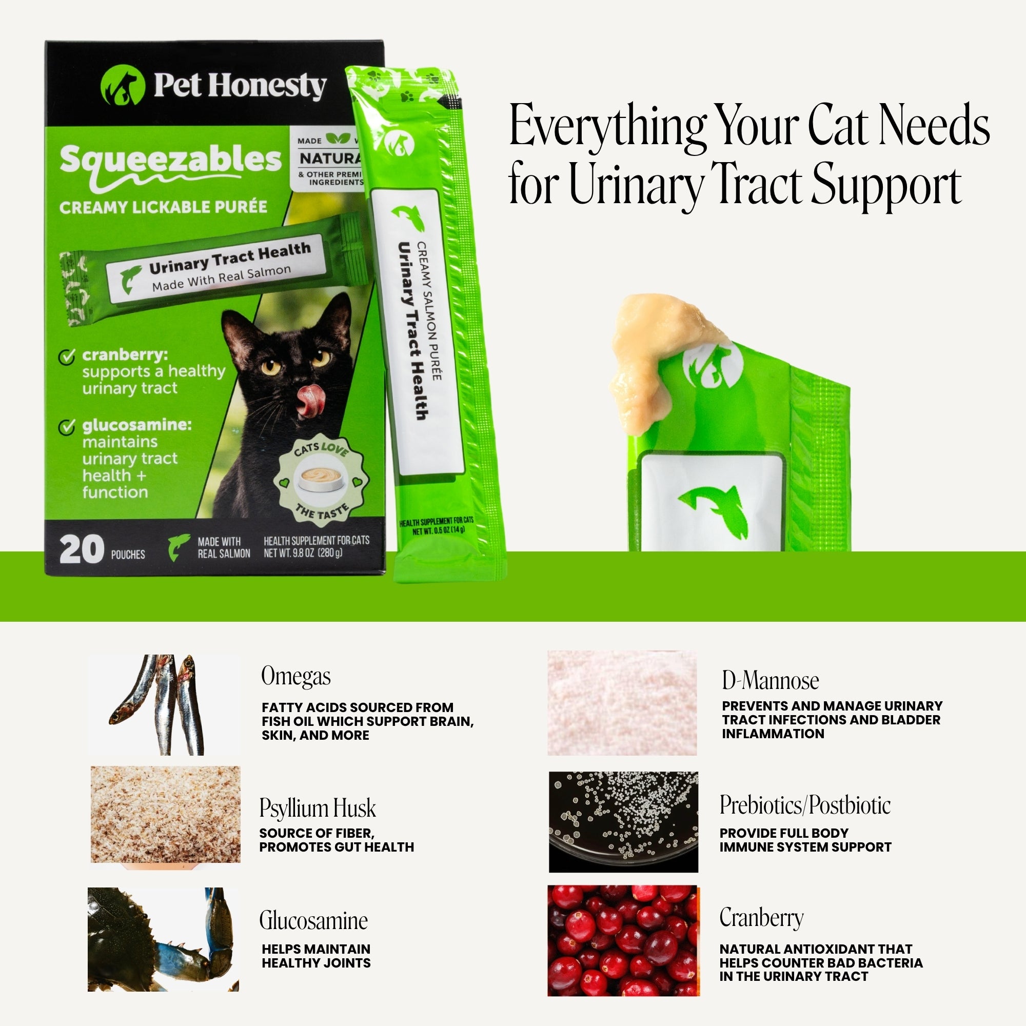 Squeezables Urinary Tract Health Supplement for Cats, 20 Pouches