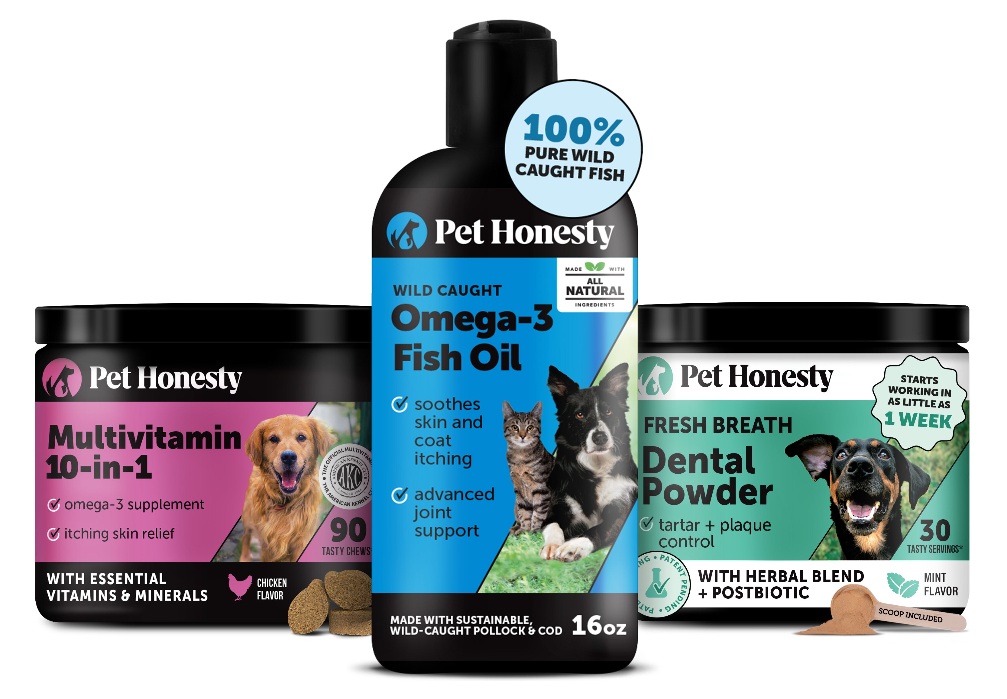 The Pup Cup Bundle for Dogs - Dental, Multivitamin, Omega Oil (16oz)