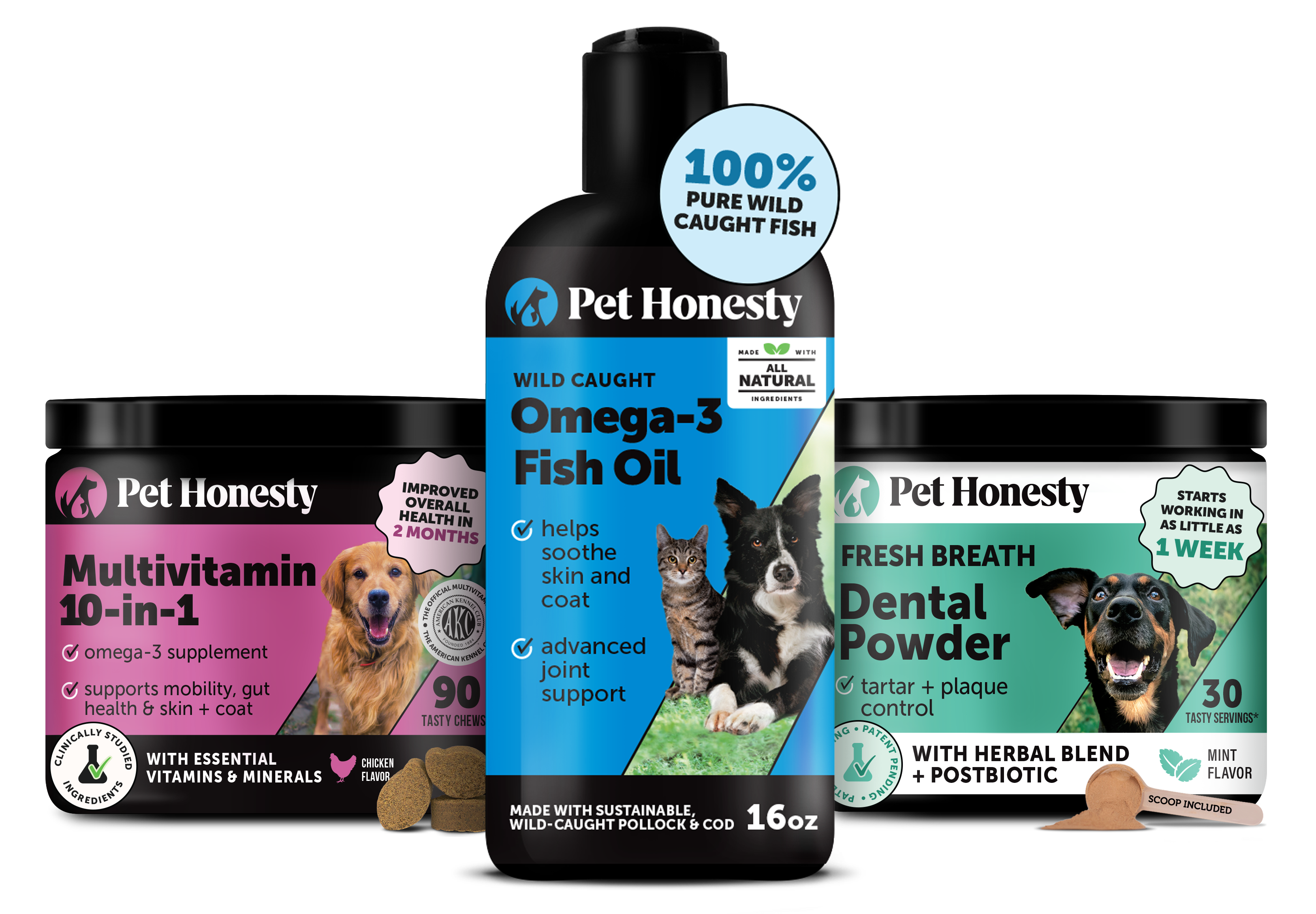 The Pup Cup Bundle for Dogs - Dental, Multivitamin, Omega Oil (16oz)