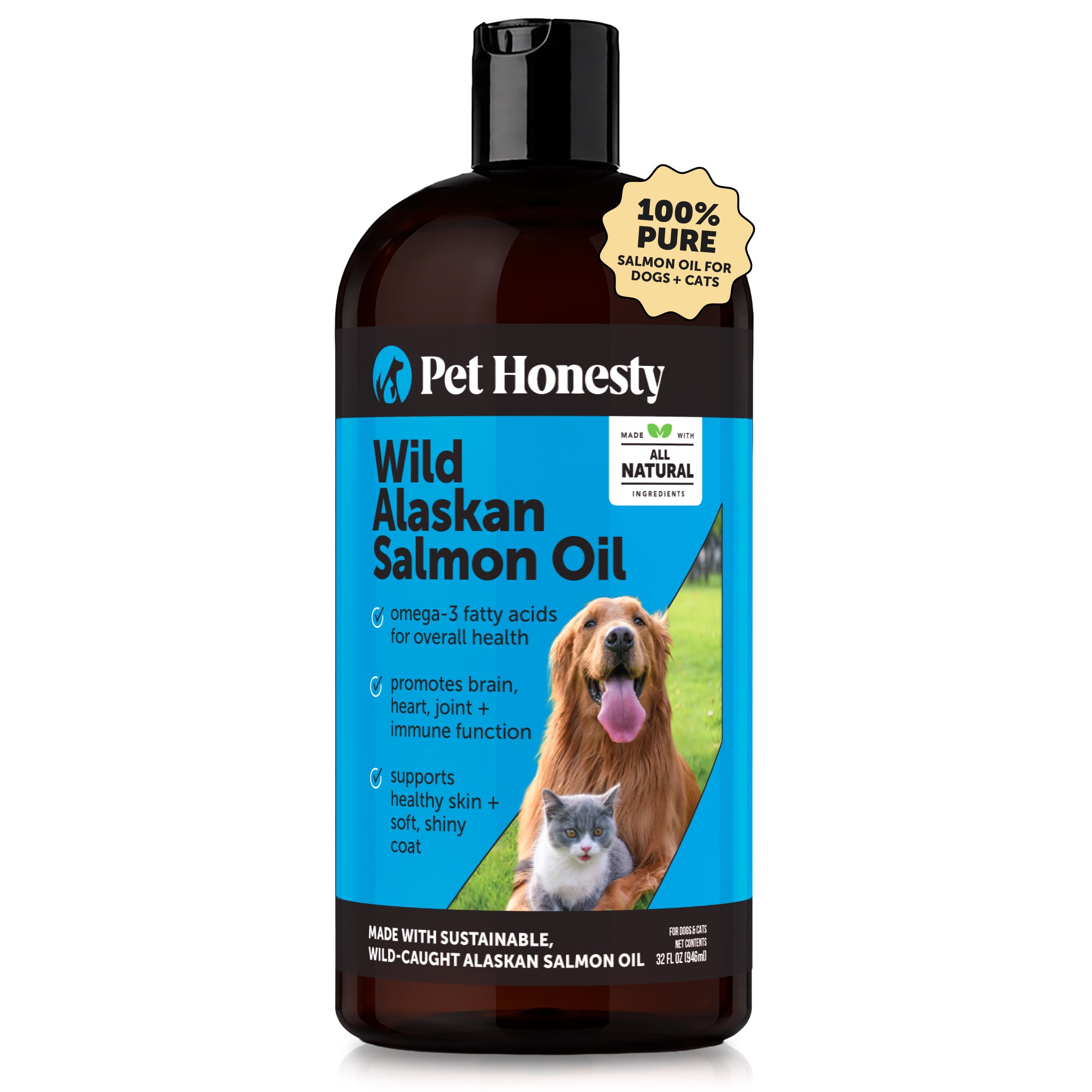 Wild Alaskan Salmon Oil for Dogs and Cats (32 Ounce)